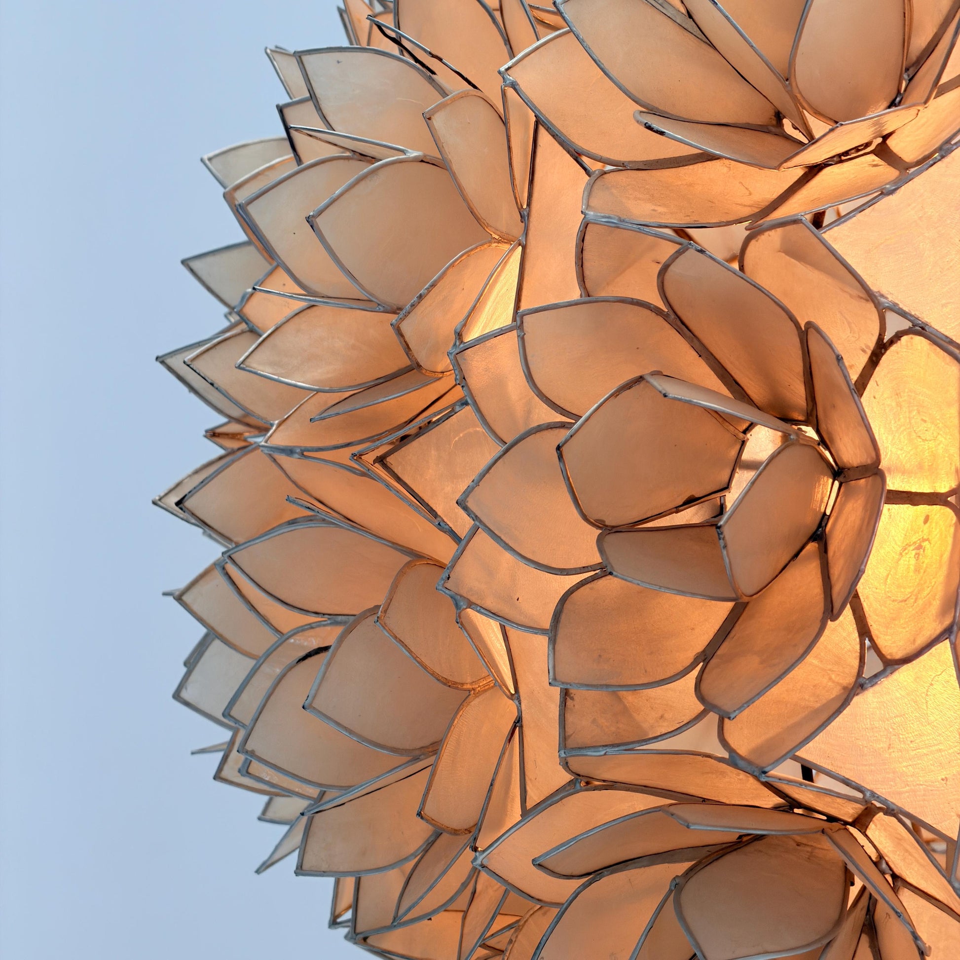 Rare Mid century Lotus Flower Mother of Pearl Floor Lamp by Rausch Germany 1970s
