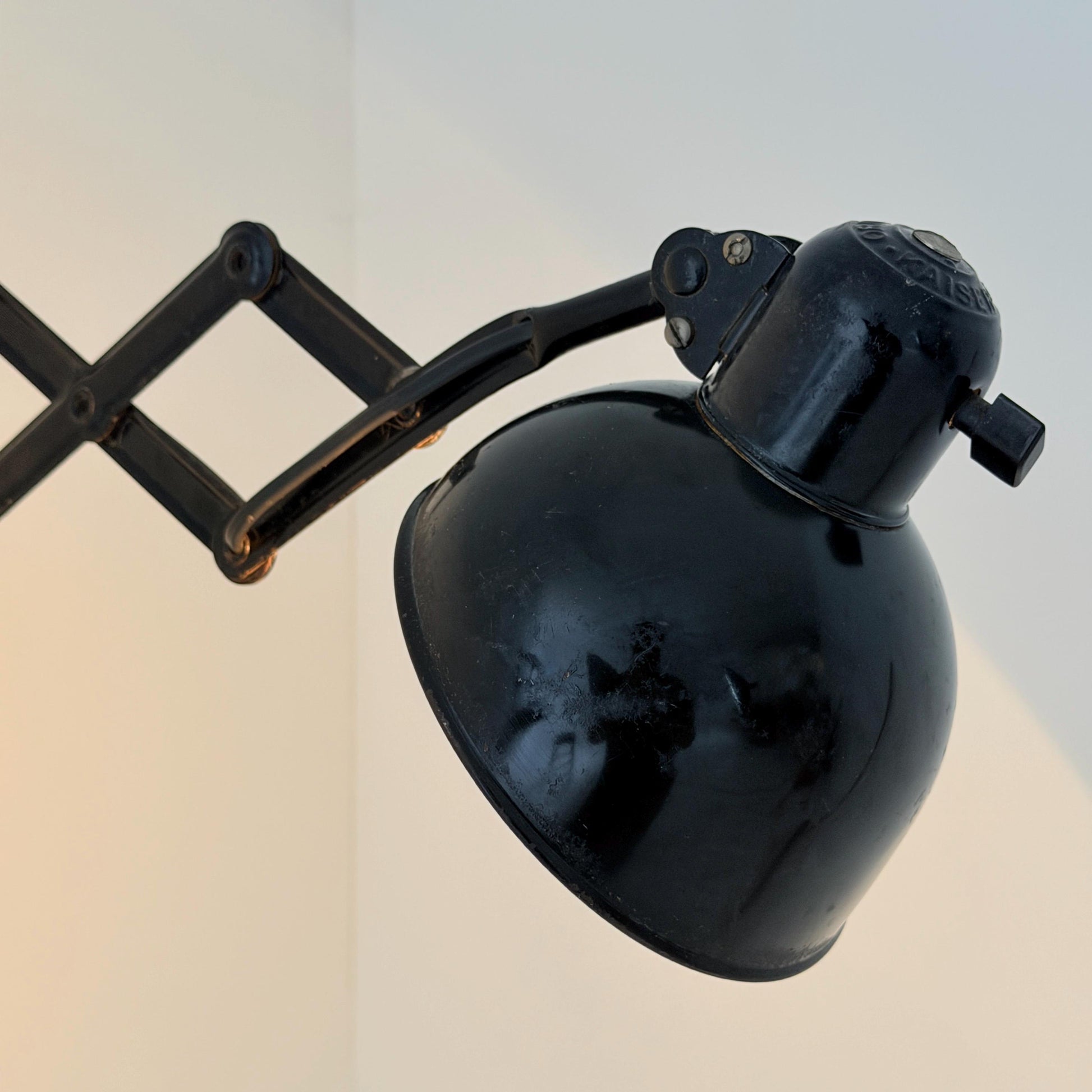 Original Kaiser Idell 6718 Scissor Wall Lamp by Christian Dell, 1930s Bauhaus Industrial Black Wall Light, Germany