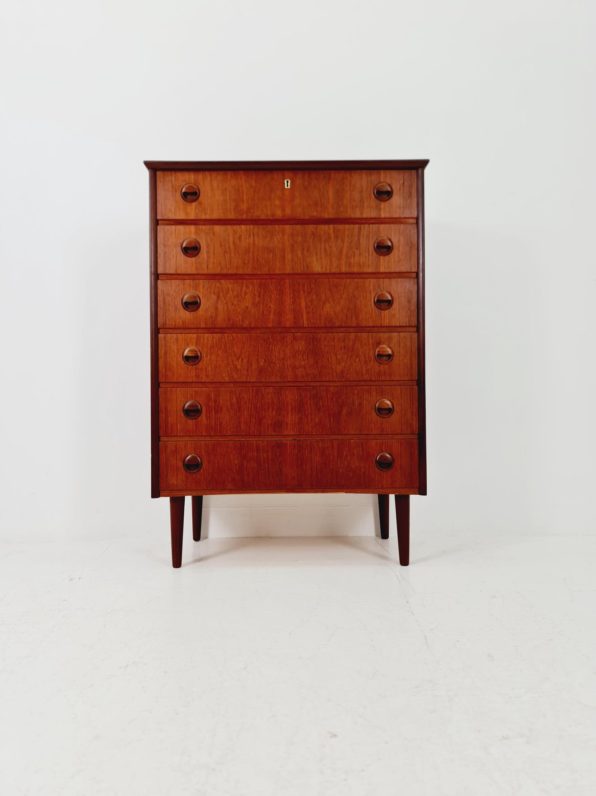 Midcentury danish design chest of drawers tallboy 1960s