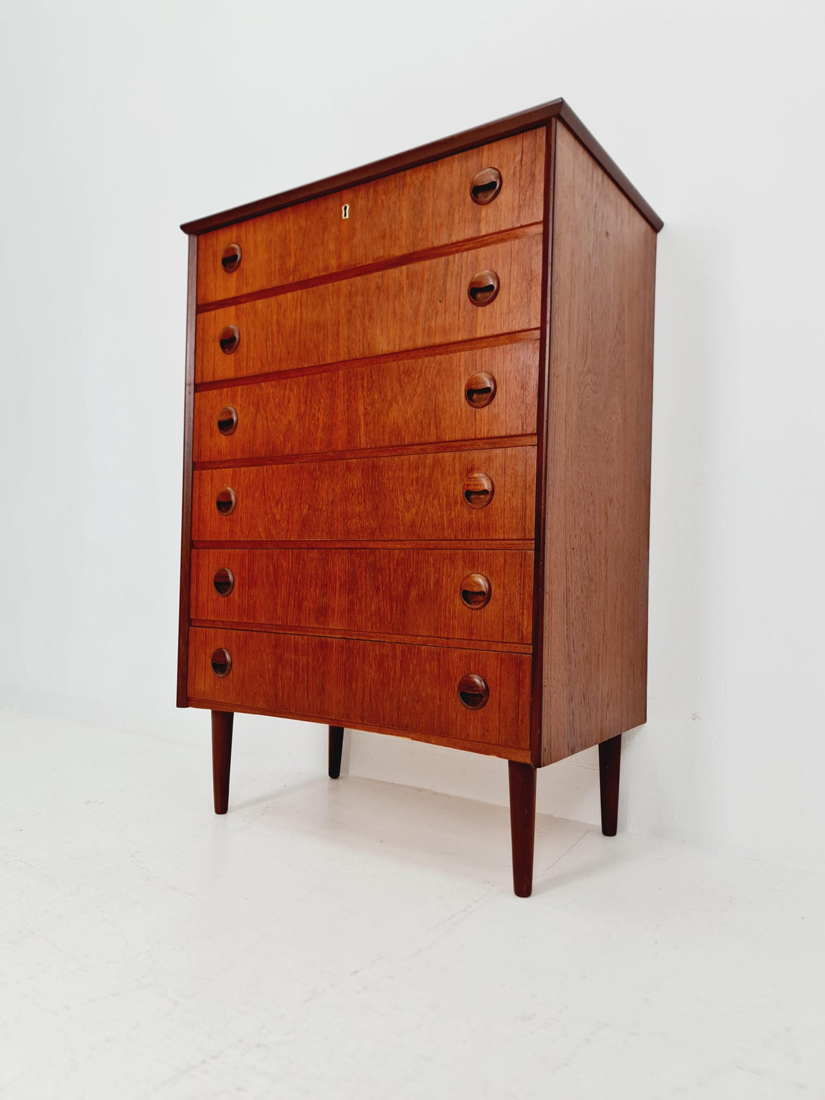Midcentury danish design chest of drawers tallboy 1960s