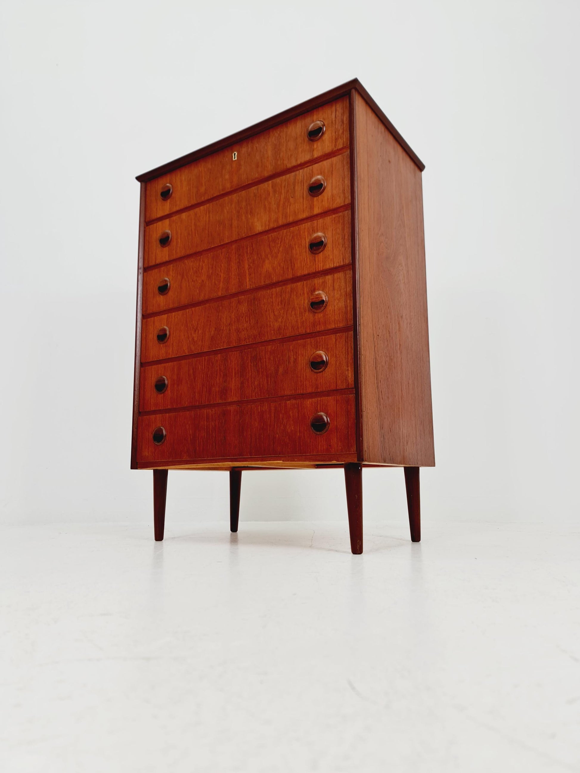 Midcentury danish design chest of drawers tallboy 1960s
