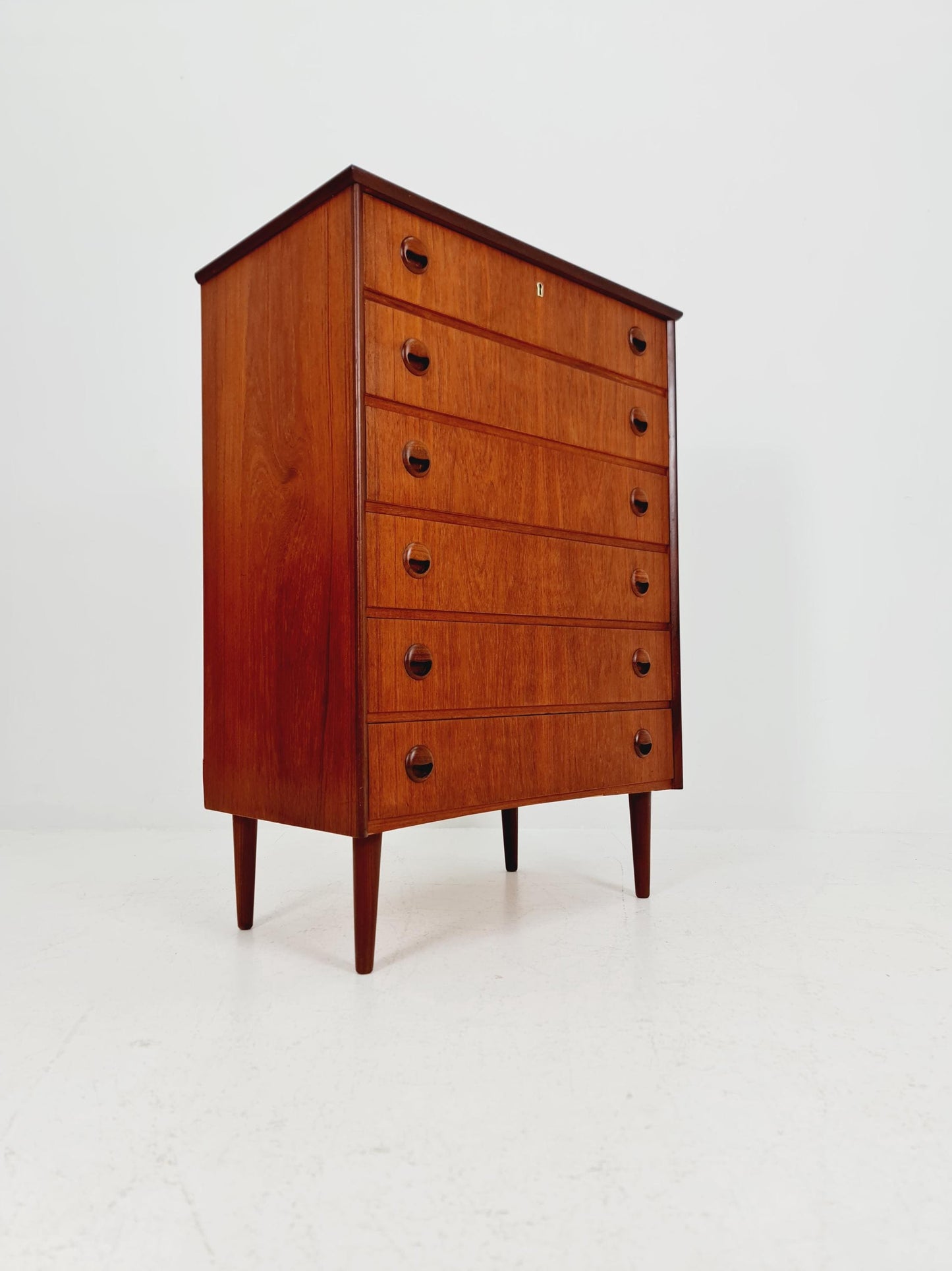 Midcentury danish design chest of drawers tallboy 1960s
