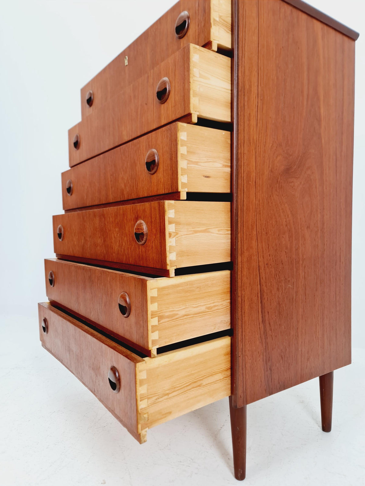 Midcentury danish design chest of drawers tallboy 1960s