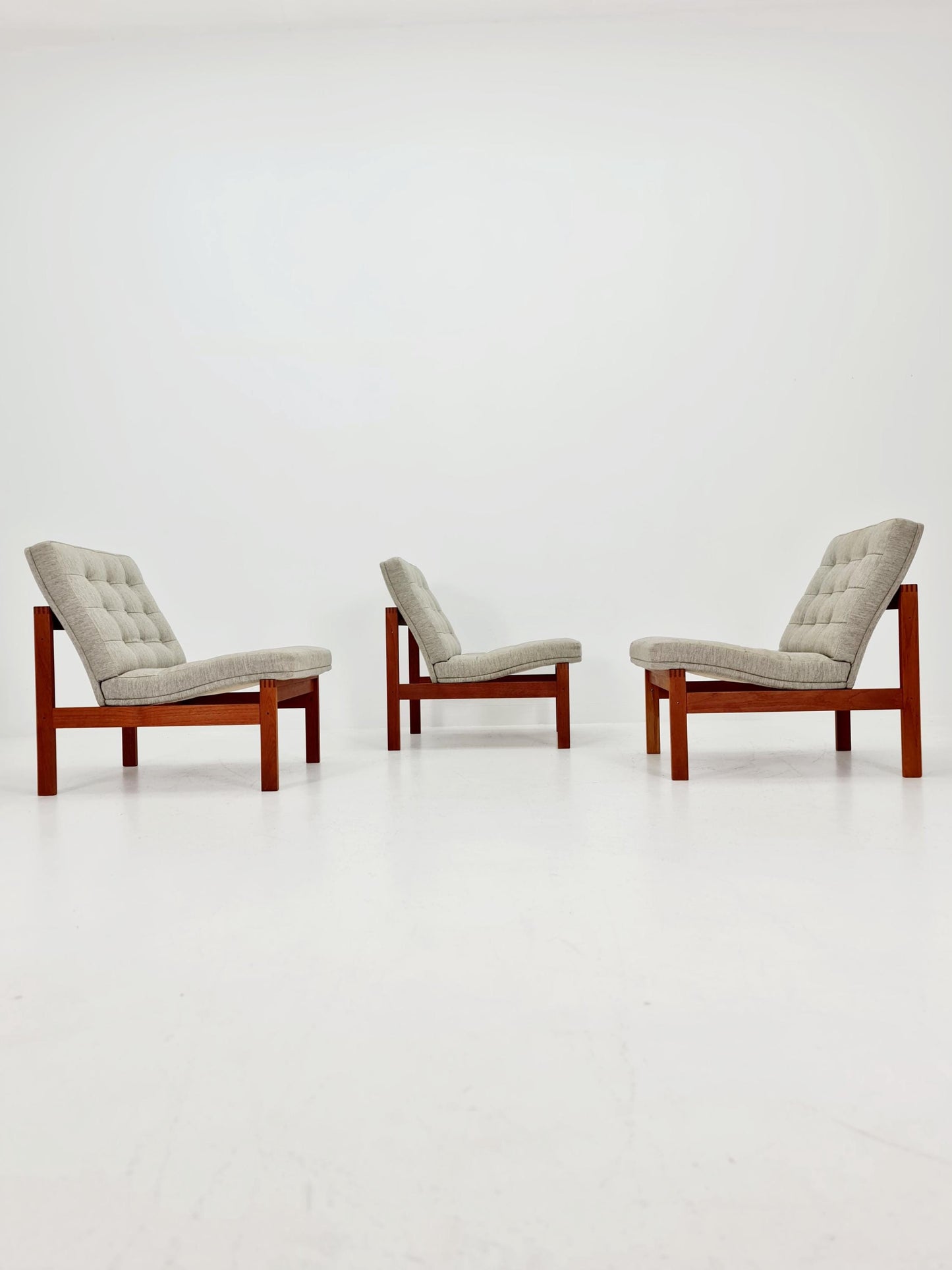 1 of 3 Mid-century Rare Danish teak lounge chairs Ole Gjerlov Knudsen & Torben Lind for France and son , 1960s
