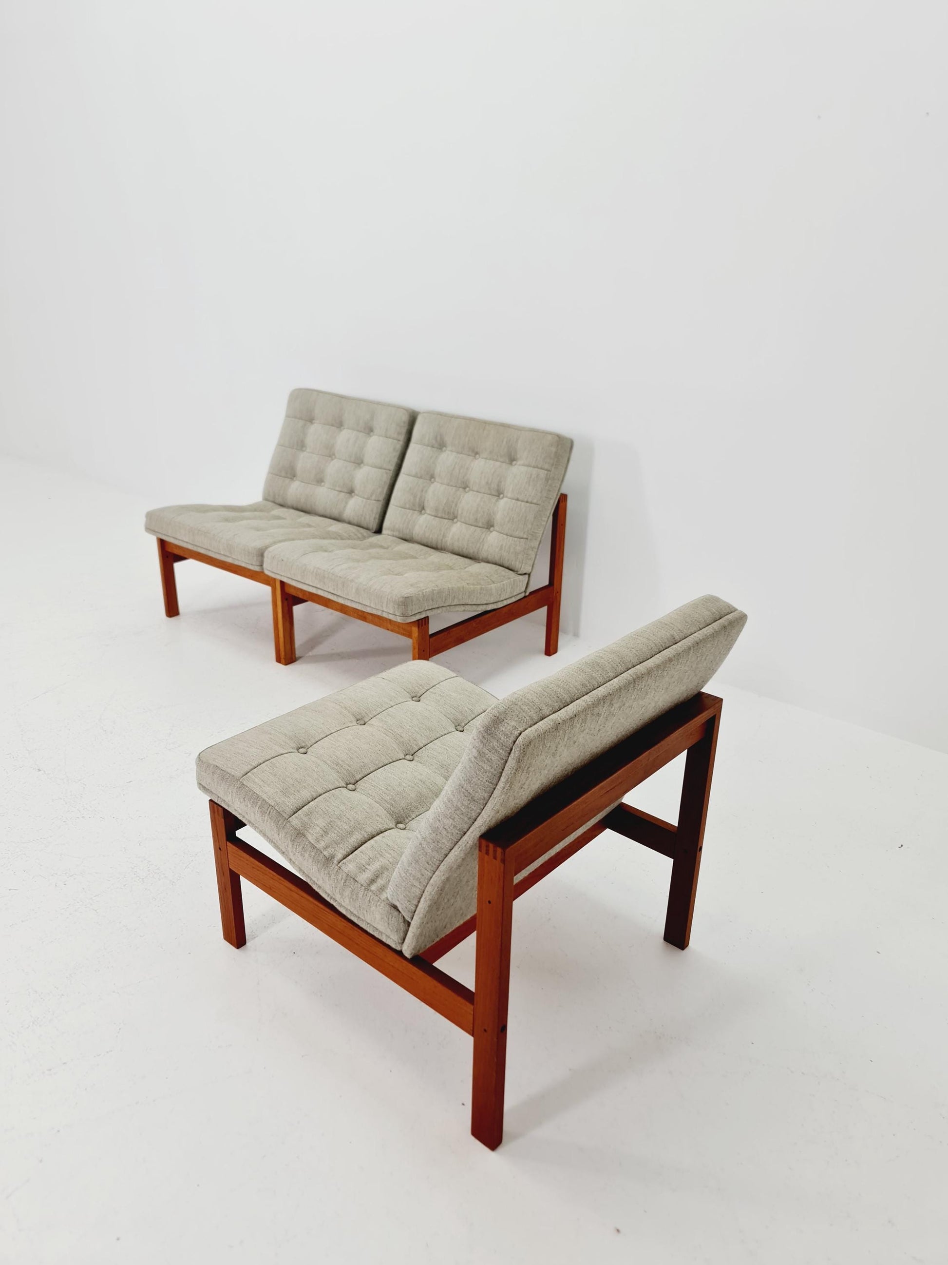 1 of 3 Mid-century Rare Danish teak lounge chairs Ole Gjerlov Knudsen & Torben Lind for France and son , 1960s