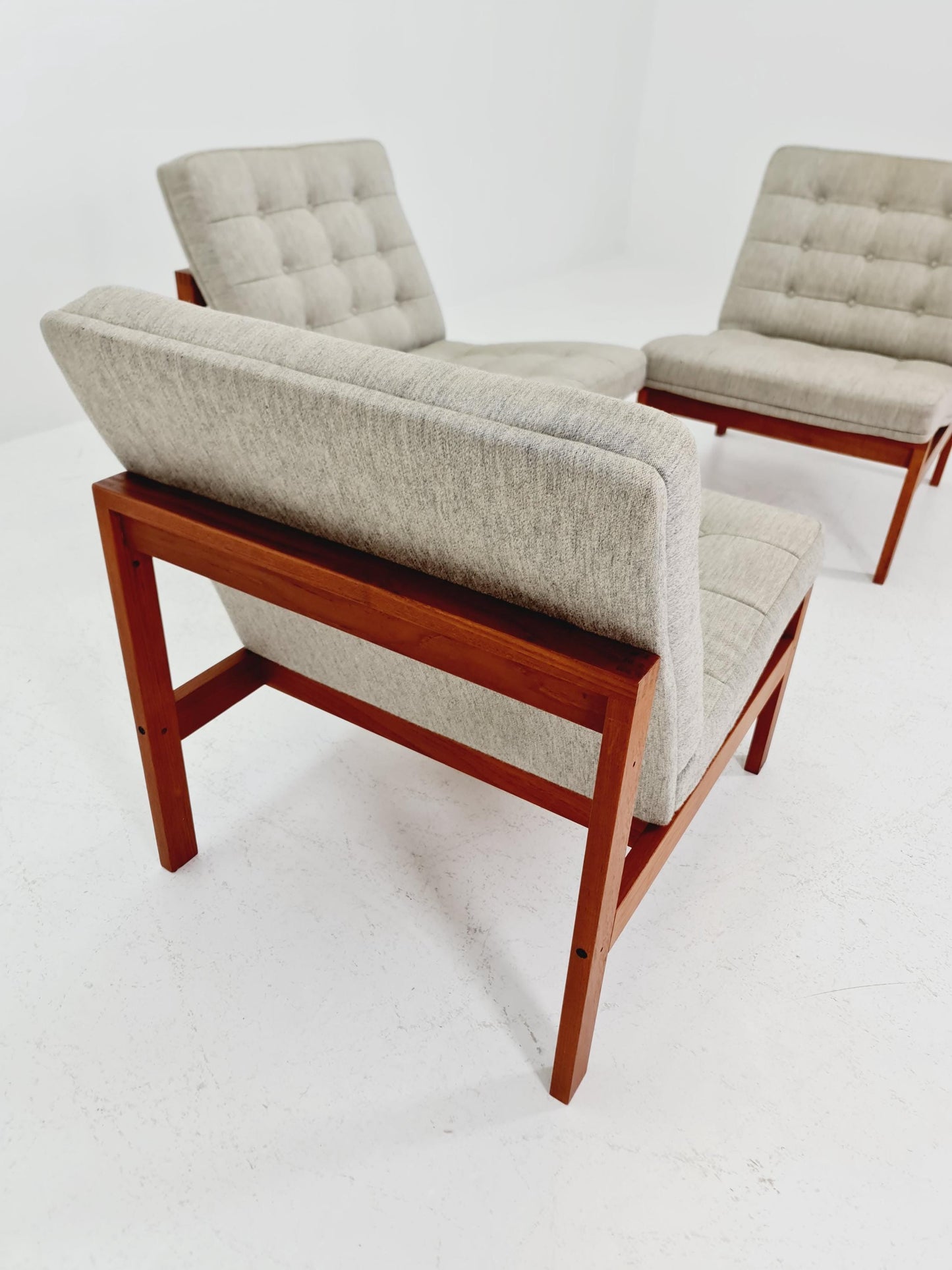 1 of 3 Mid-century Rare Danish teak lounge chairs Ole Gjerlov Knudsen & Torben Lind for France and son , 1960s