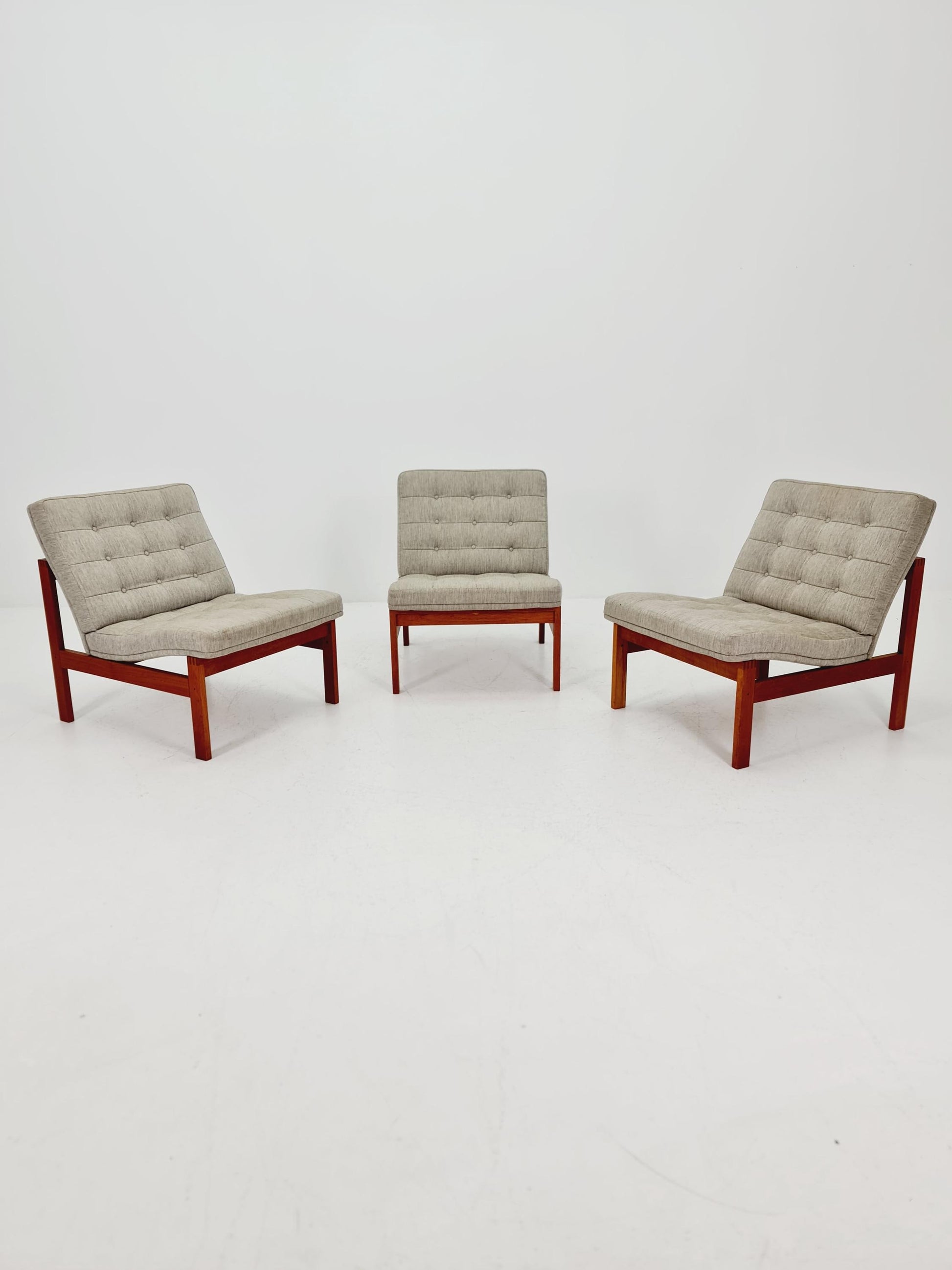 1 of 3 Mid-century Rare Danish teak lounge chairs Ole Gjerlov Knudsen & Torben Lind for France and son , 1960s