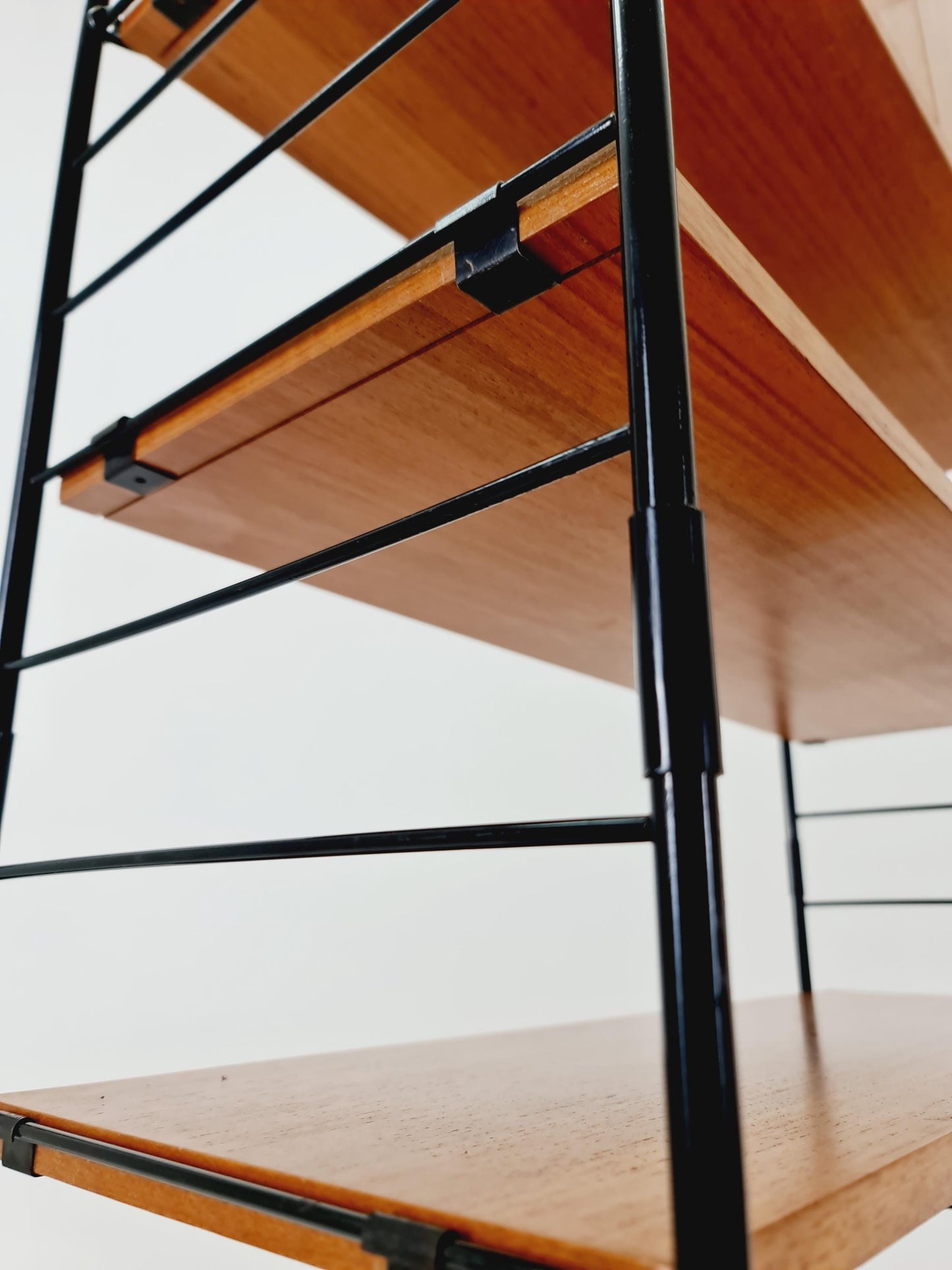 Free standing String shelf-system, bookcase with cabinet teak by WHB Germany, 1950s