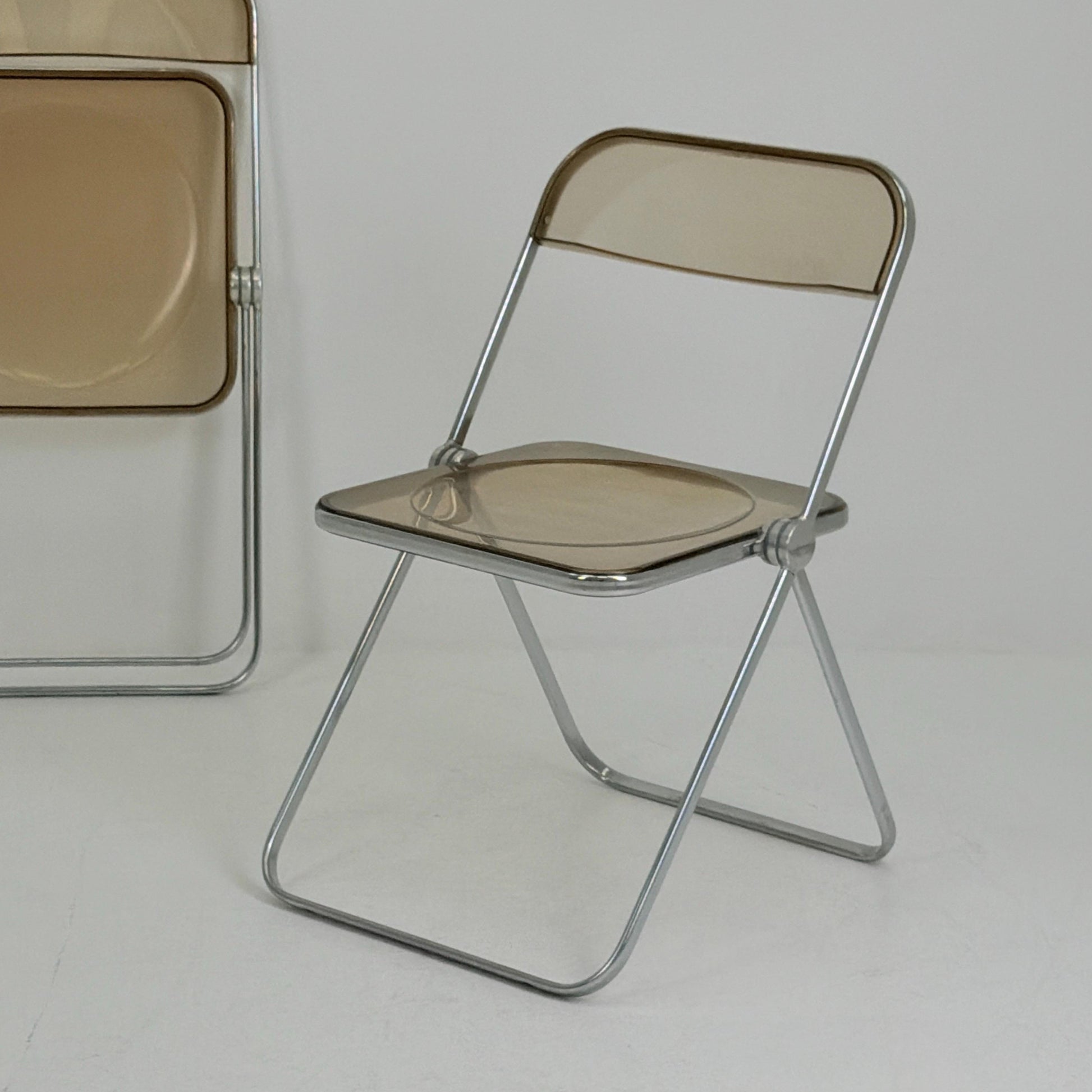 Set of 2 Mid-Century Plia Folding Dining Chairs by Giancarlo Piretti for Castelli, Italy, 1970s
