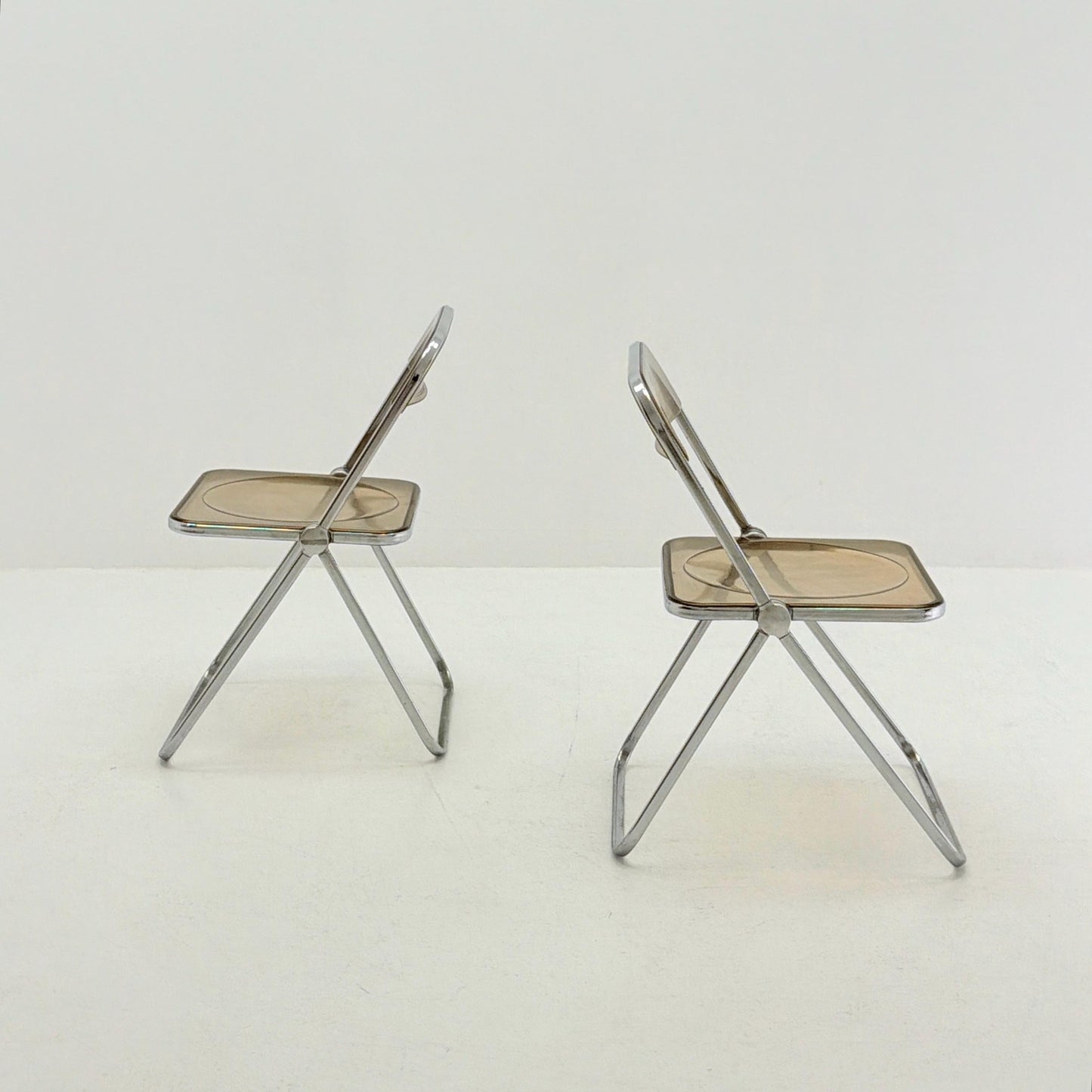 Set of 2 Mid-Century Plia Folding Dining Chairs by Giancarlo Piretti for Castelli, Italy, 1970s