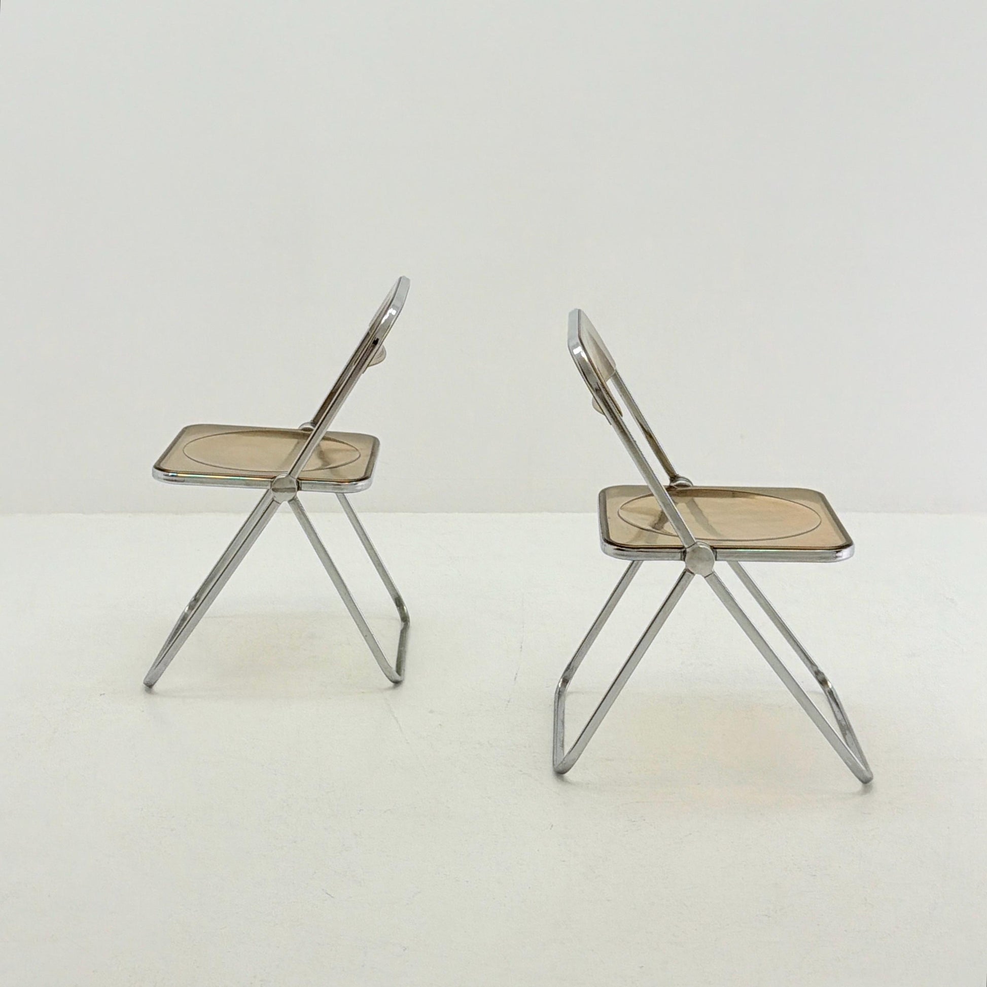Set of 2 Mid-Century Plia Folding Dining Chairs by Giancarlo Piretti for Castelli, Italy, 1970s