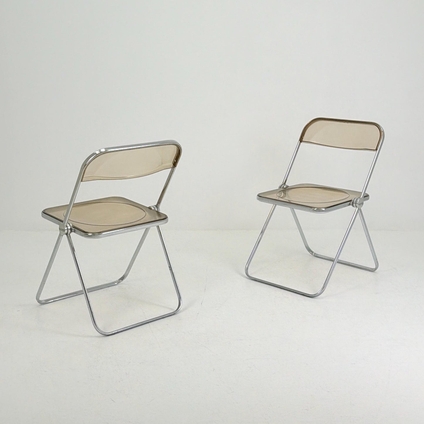 Set of 2 Mid-Century Plia Folding Dining Chairs by Giancarlo Piretti for Castelli, Italy, 1970s