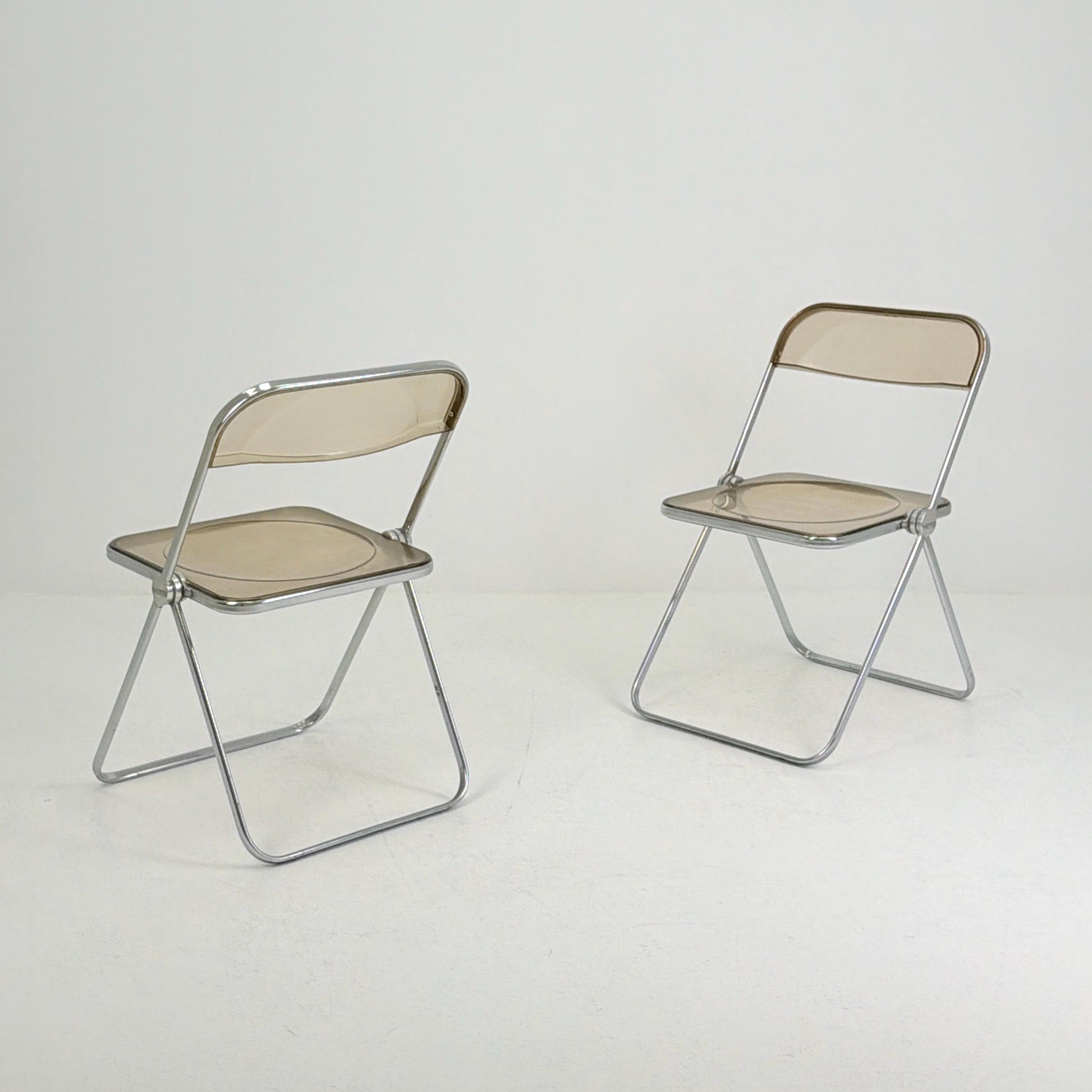 Set of 2 Mid-Century Plia Folding Dining Chairs by Giancarlo Piretti for Castelli, Italy, 1970s