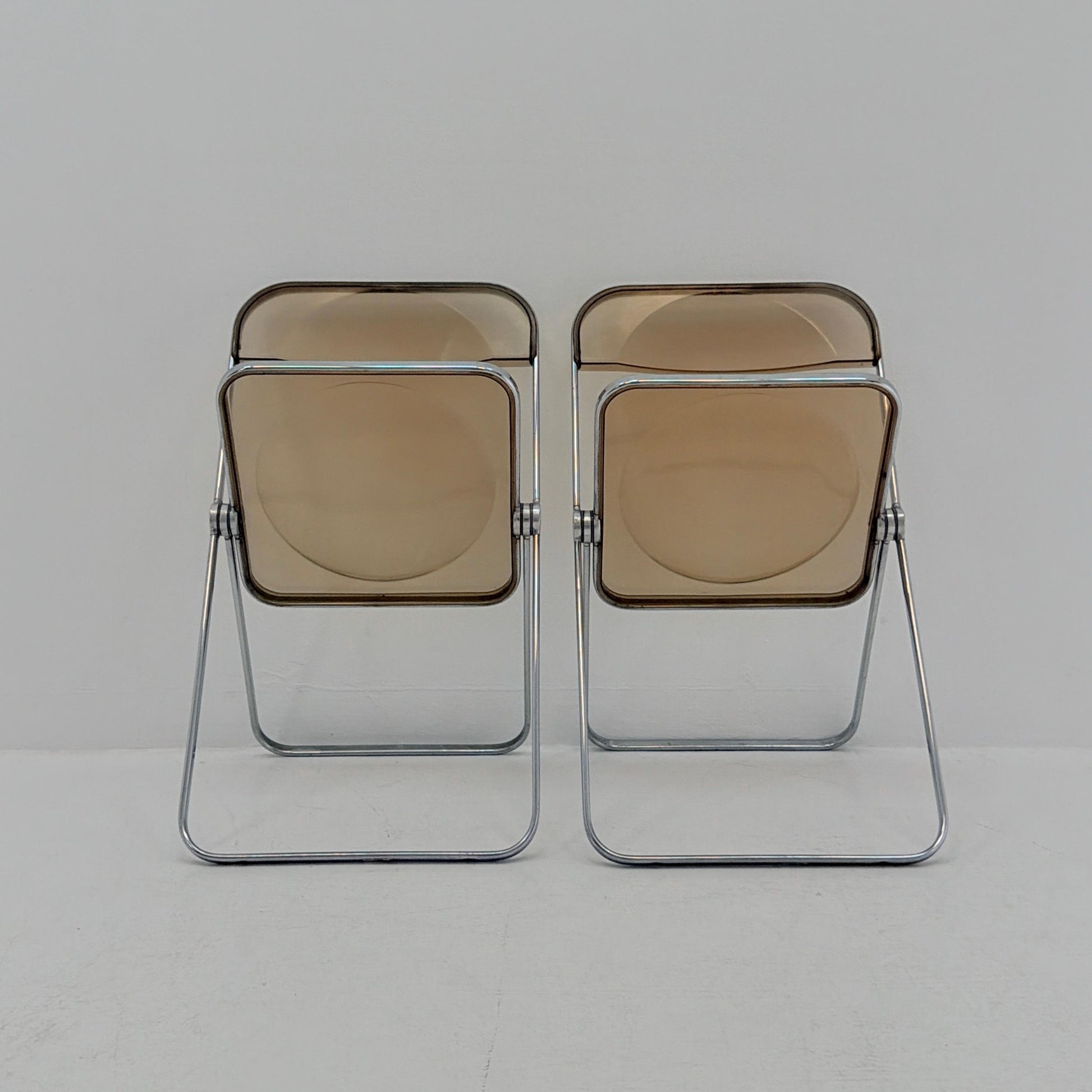 Set of 2 Mid-Century Plia Folding Dining Chairs by Giancarlo Piretti for Castelli, Italy, 1970s