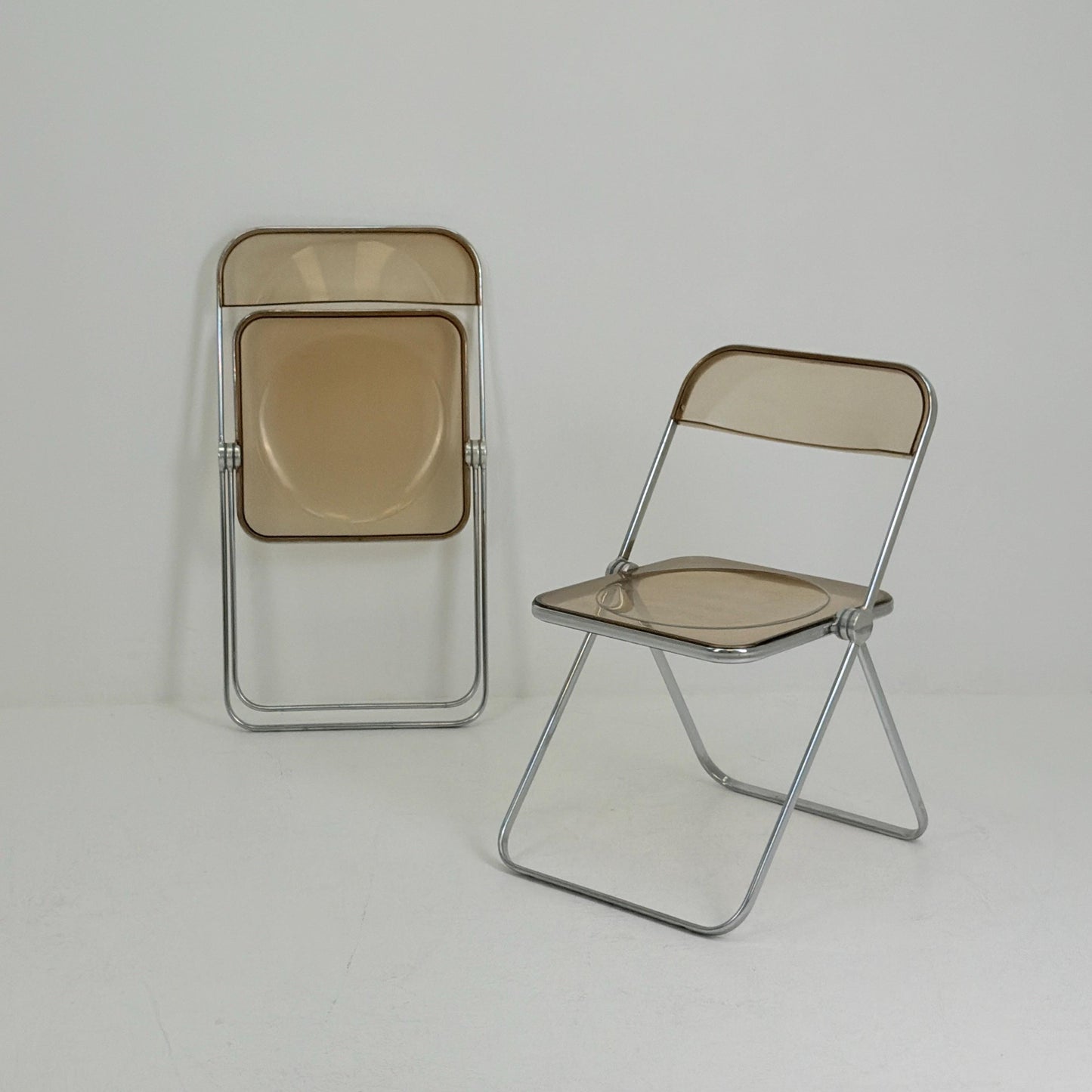 Set of 2 Mid-Century Plia Folding Dining Chairs by Giancarlo Piretti for Castelli, Italy, 1970s