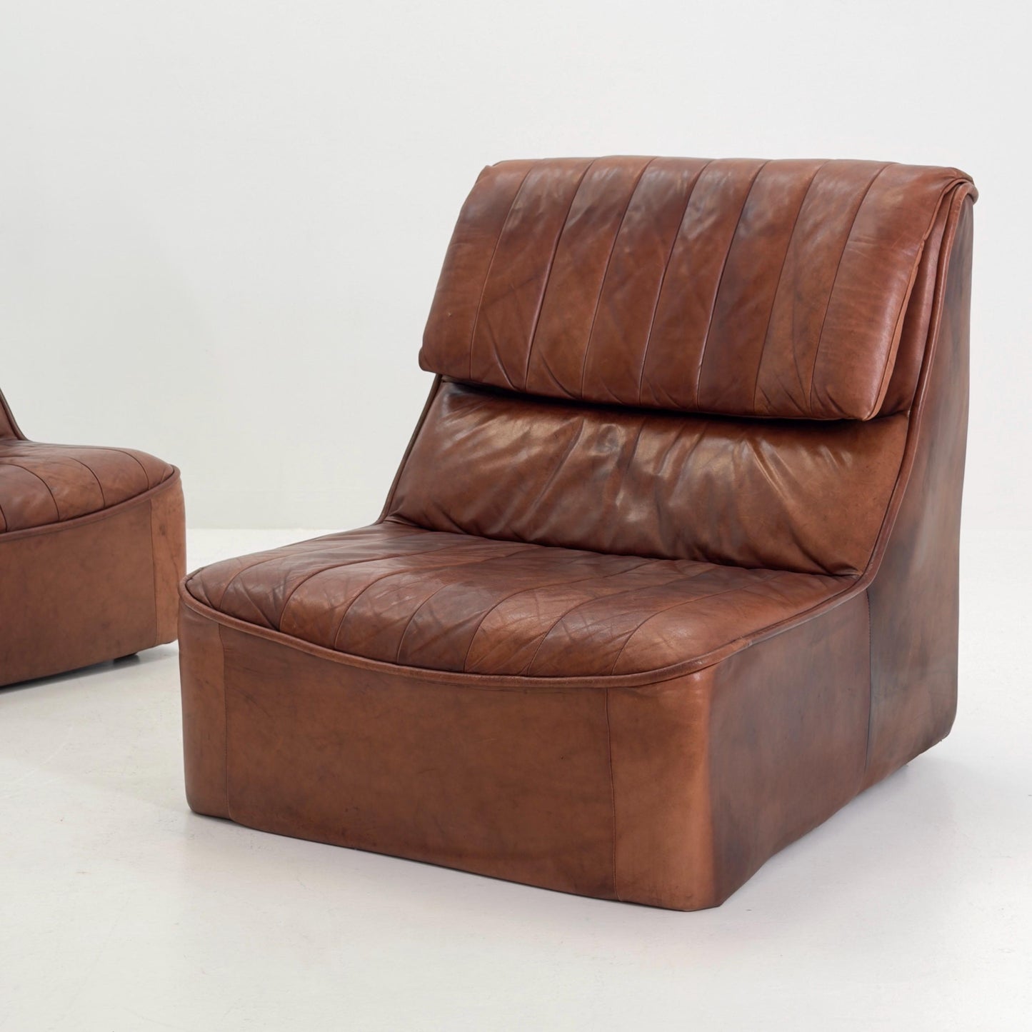 1 of 2 Mid Century brown Leather Lounge Chairs, Germany 1970s