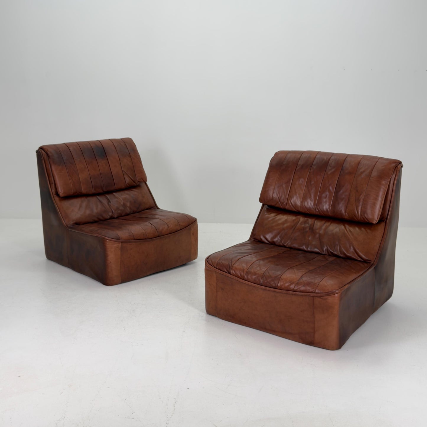 1 of 2 Mid Century brown Leather Lounge Chairs, Germany 1970s