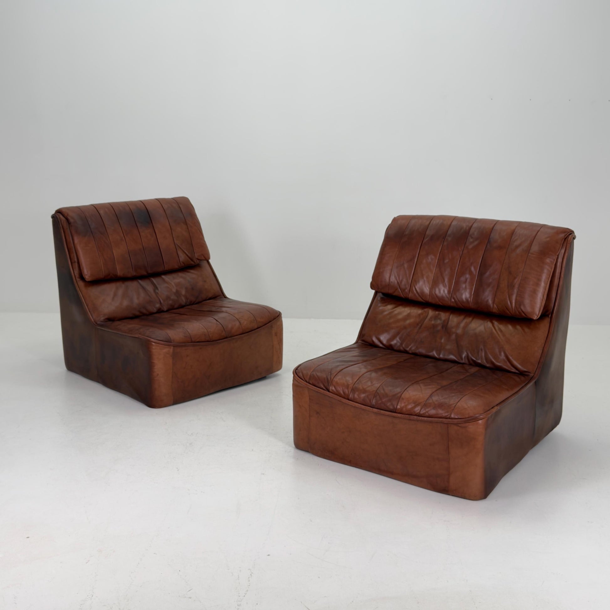 1 of 2 Mid Century brown Leather Lounge Chairs, Germany 1970s