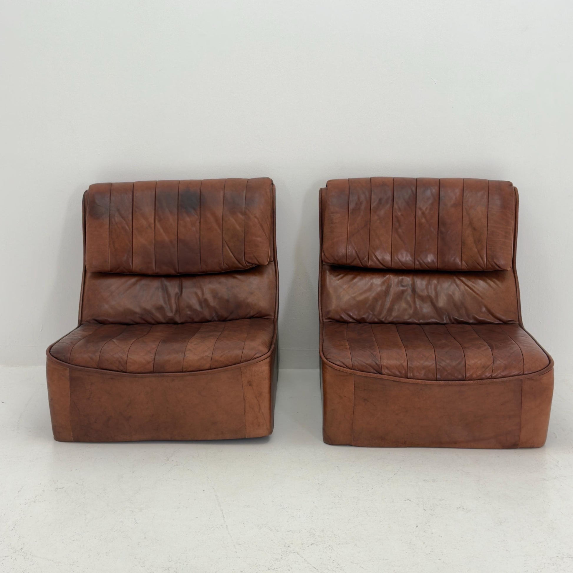 1 of 2 Mid Century brown Leather Lounge Chairs, Germany 1970s