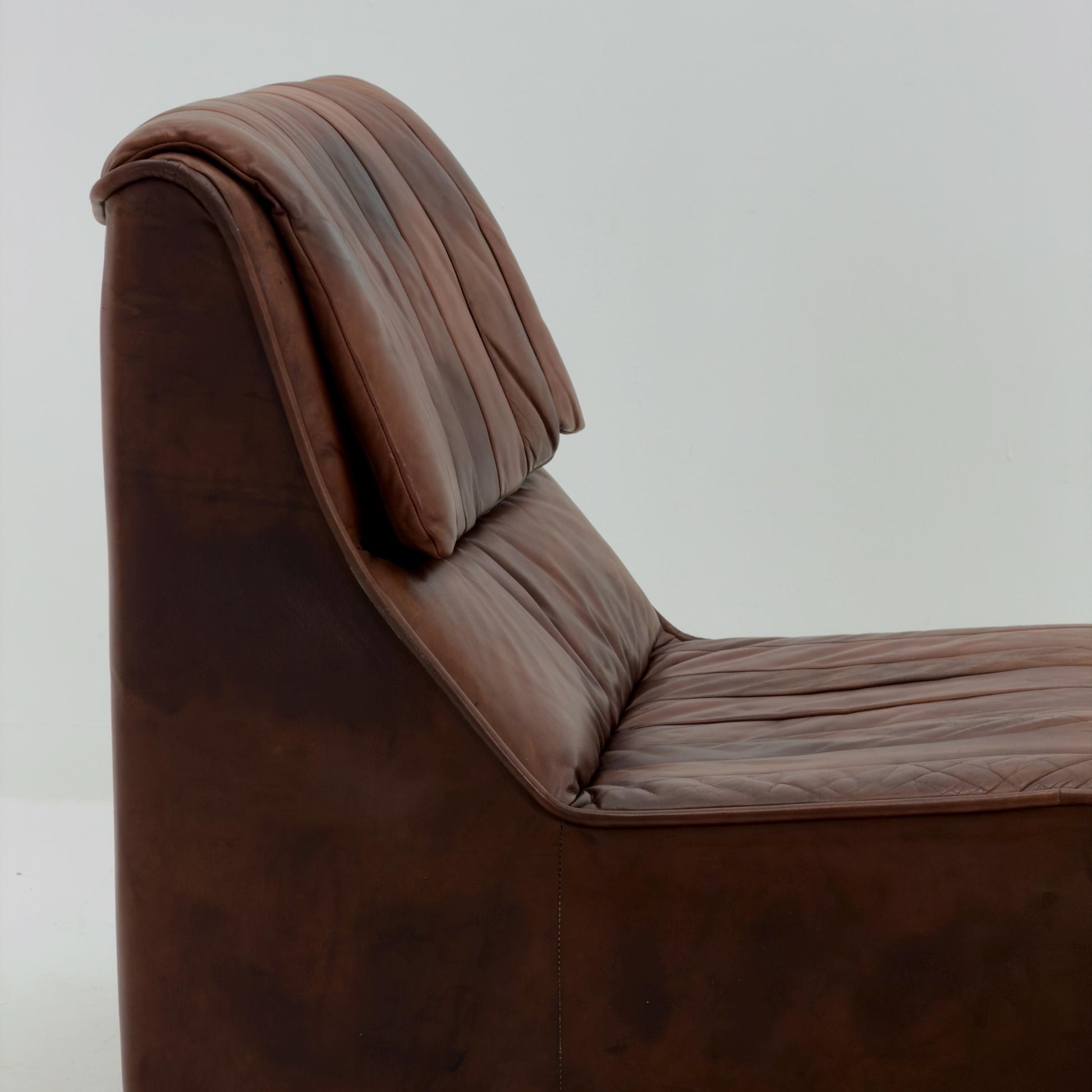 1 of 2 Mid Century brown Leather Lounge Chairs, Germany 1970s