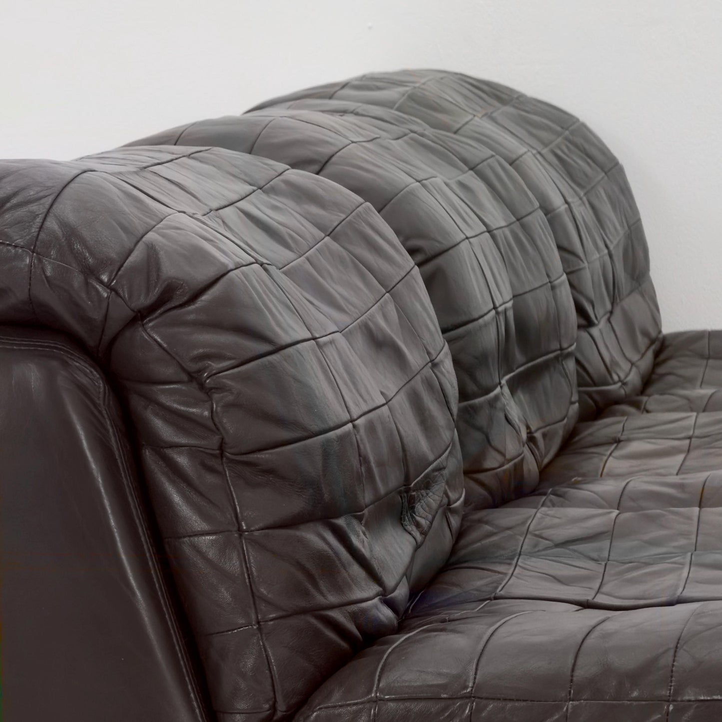 Set of 6 Mid Century DS11 Modular Patchwork chocolate brown Leather Sofa by De Sede, Switzerland, 1970s