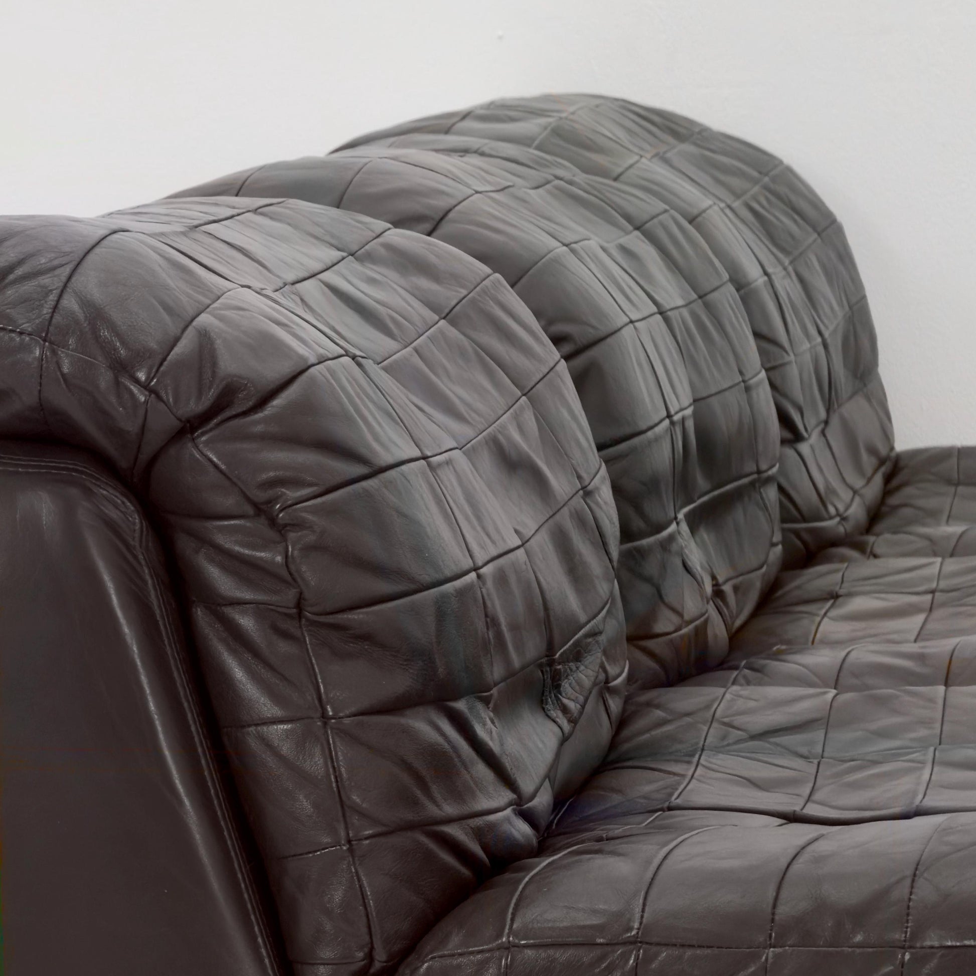 Set of 6 Mid Century DS11 Modular Patchwork chocolate brown Leather Sofa by De Sede, Switzerland, 1970s