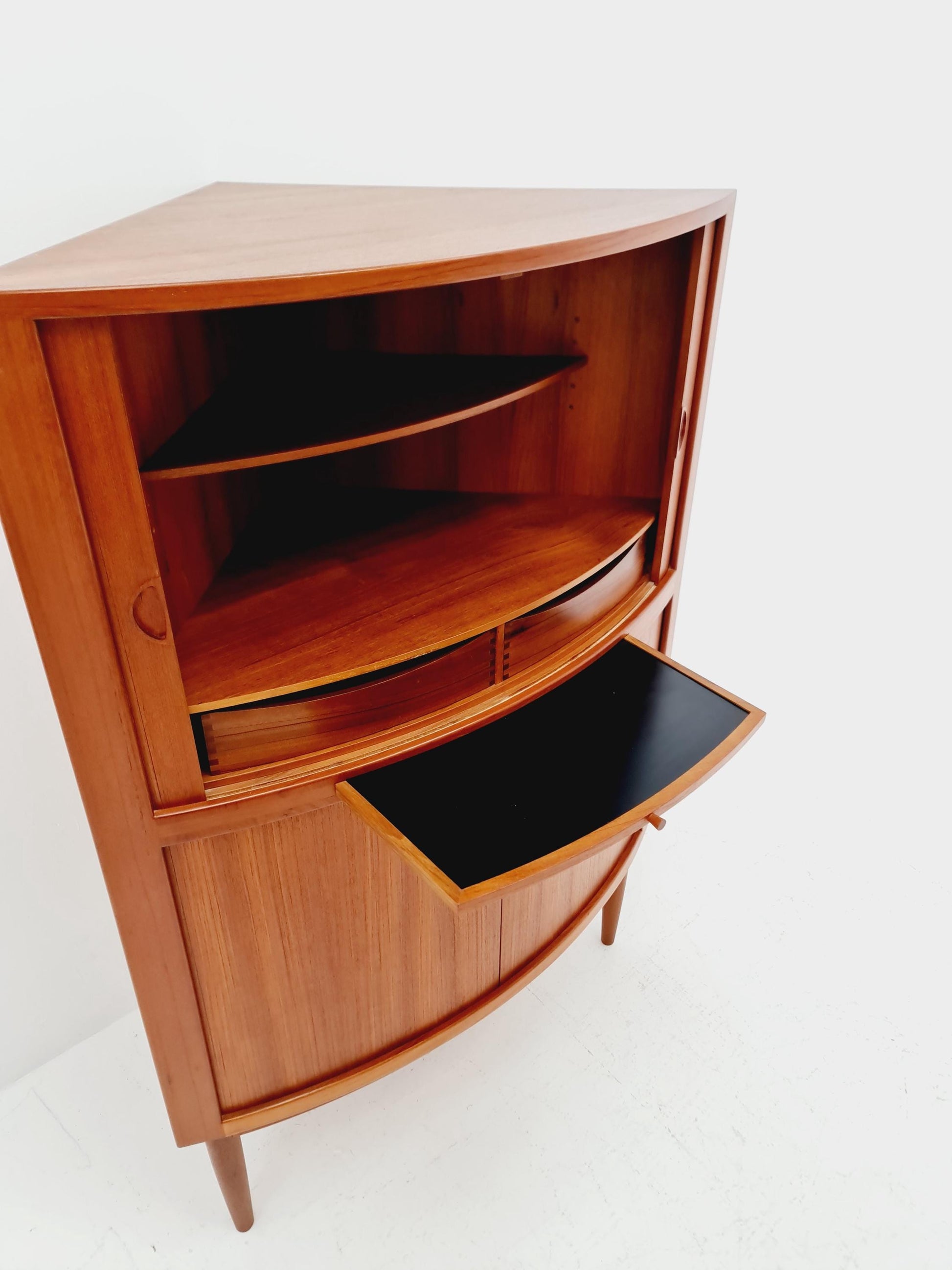 Mid Century Modern danish Drniks corner cabinet teak By johannes Anderson , 1960s