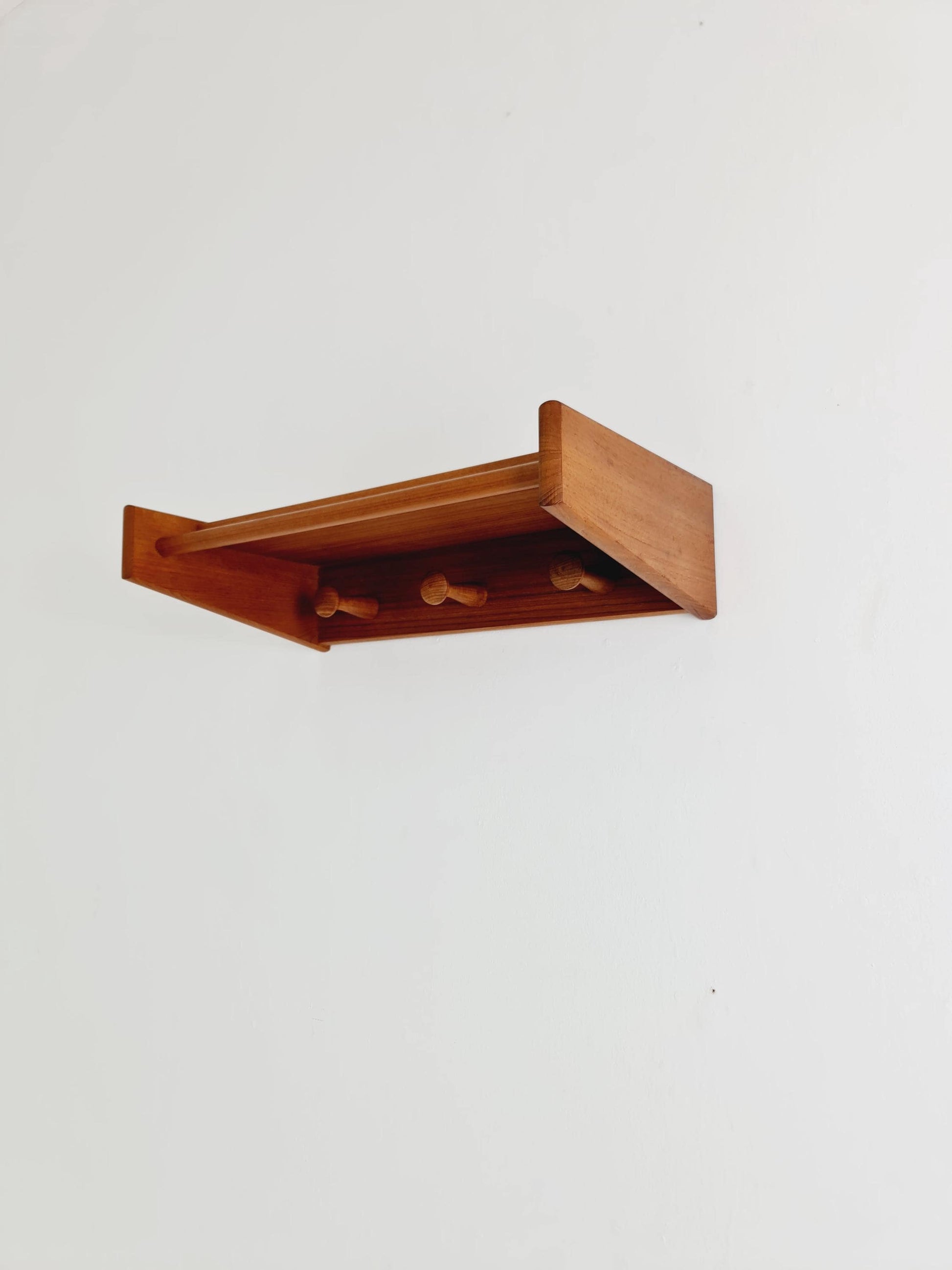 Mid century Danish Wardarobe By Vildbjerg Møbelfabrik, Solid teak wall coat rack 1960s