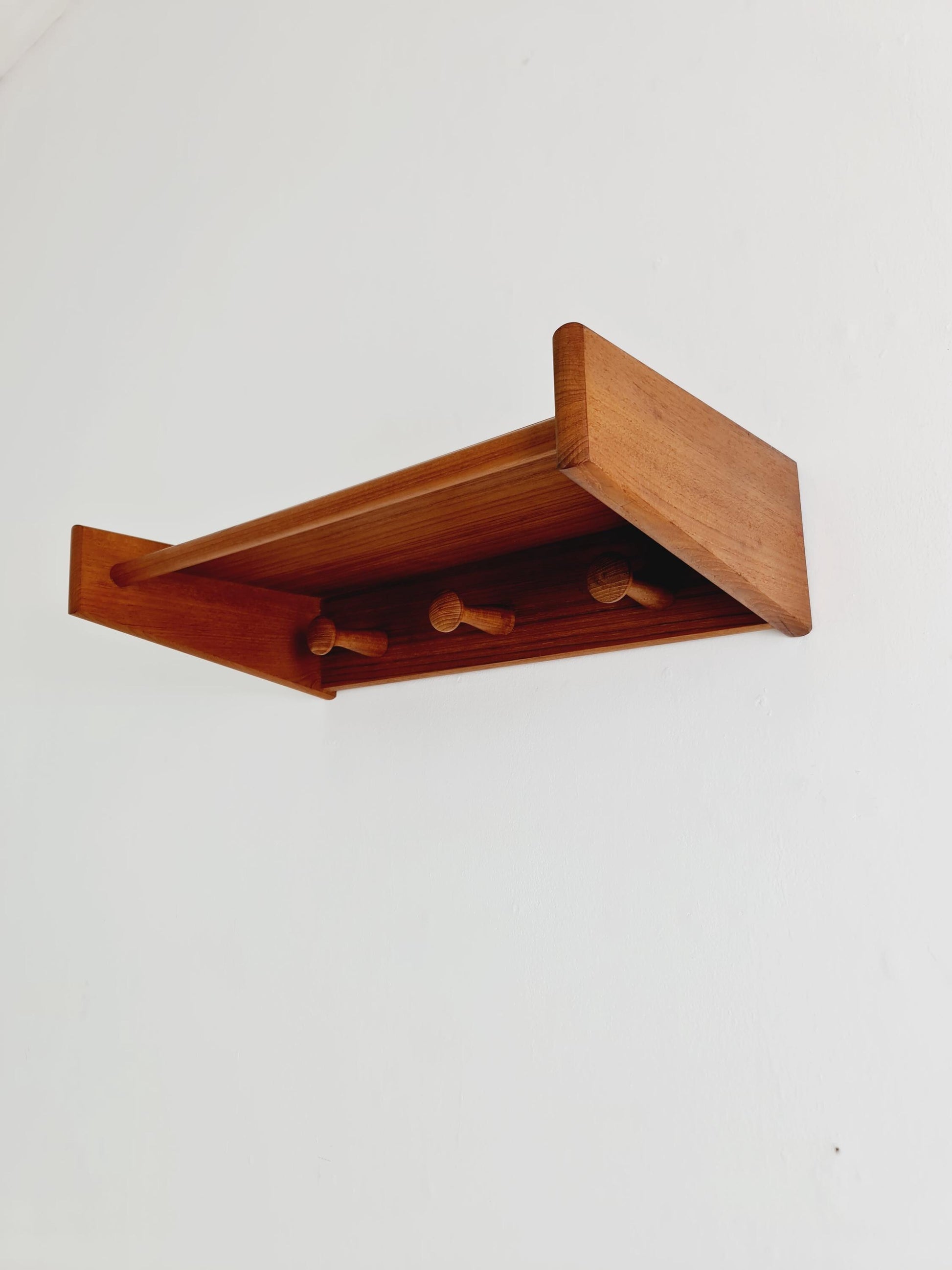 Mid century Danish Wardarobe By Vildbjerg Møbelfabrik, Solid teak wall coat rack 1960s