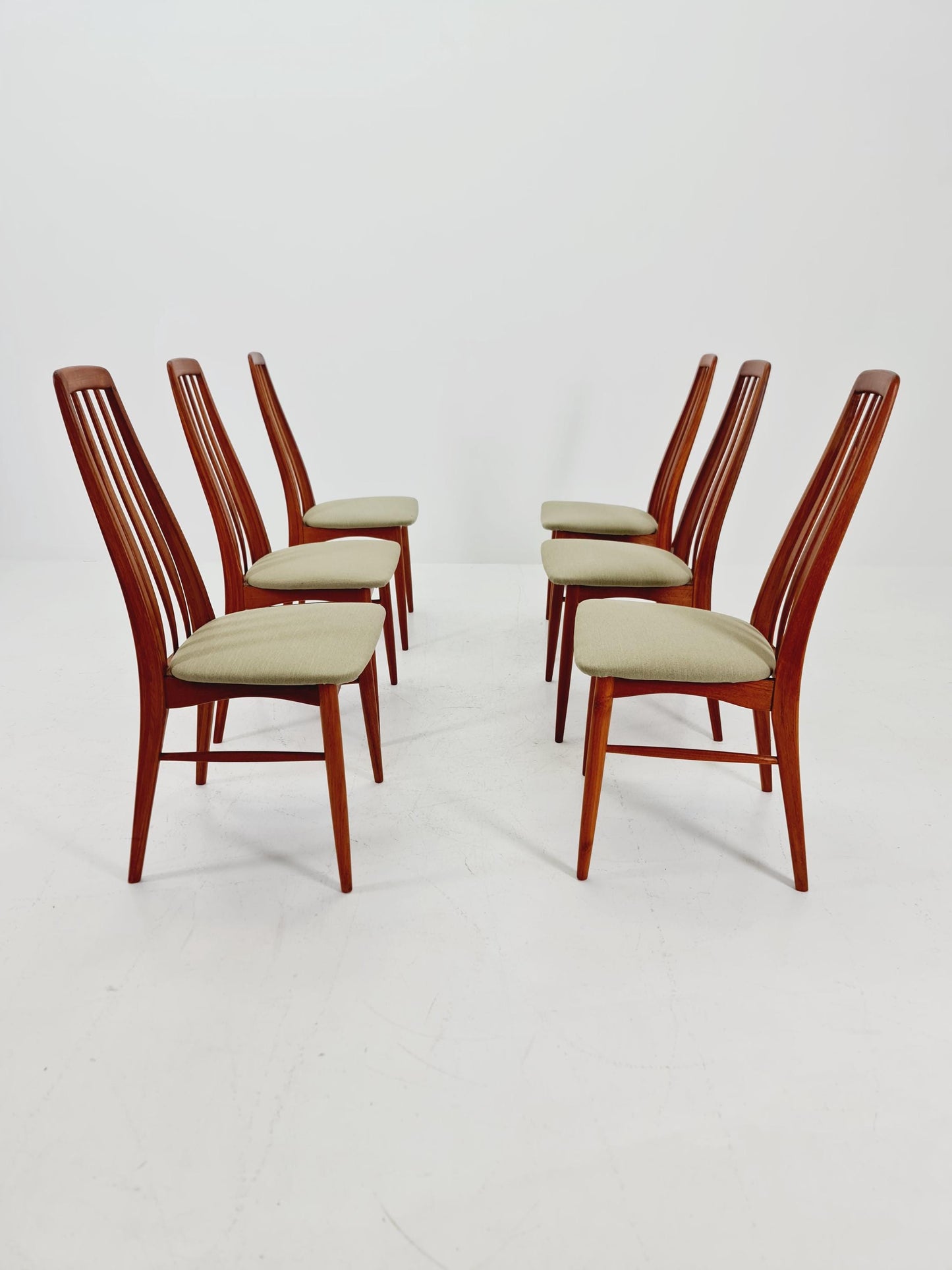 Midcentury teak Dining Eva chairs by Niels Koefoed for Koefoeds Hornslet 1960s, set of 6