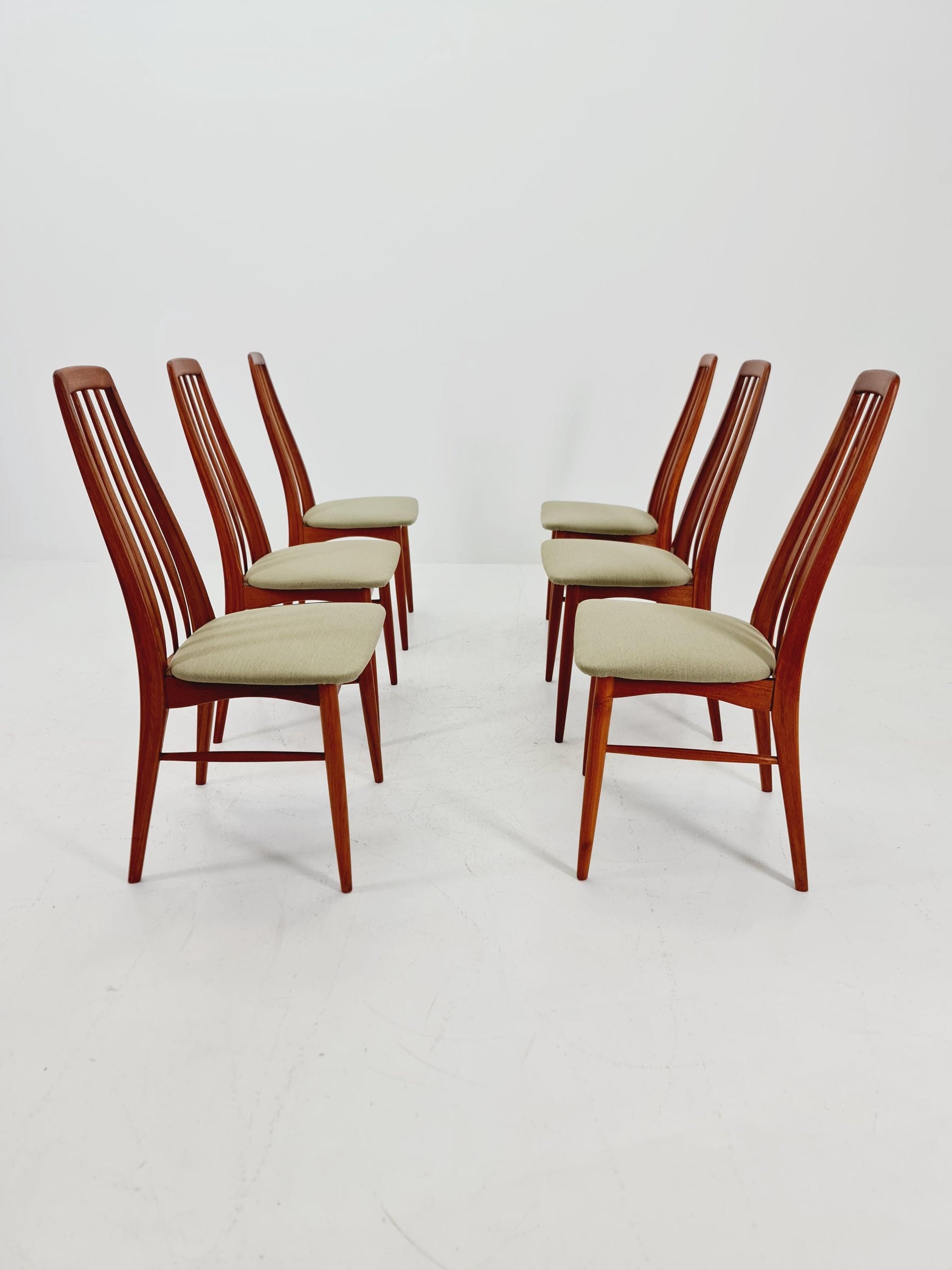 Midcentury teak Dining Eva chairs by Niels Koefoed for Koefoeds Hornslet 1960s, set of 6