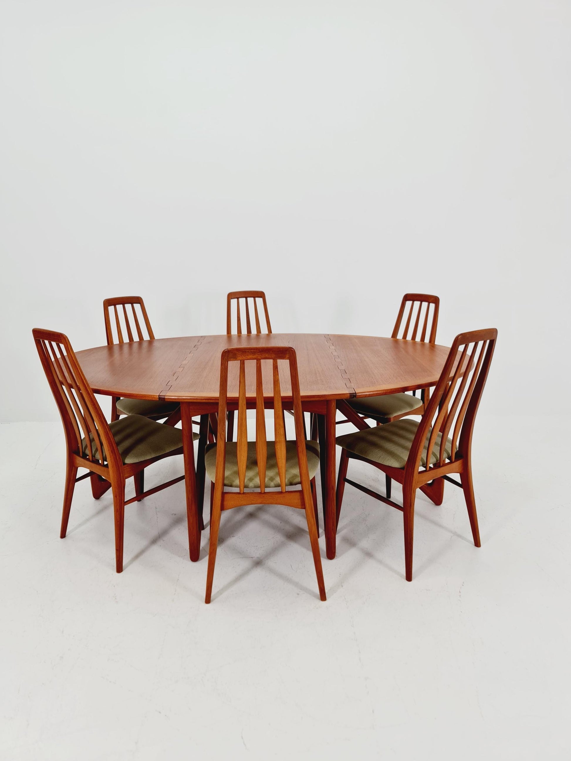 Midcentury teak Dining Eva chairs by Niels Koefoed for Koefoeds Hornslet 1960s, set of 6
