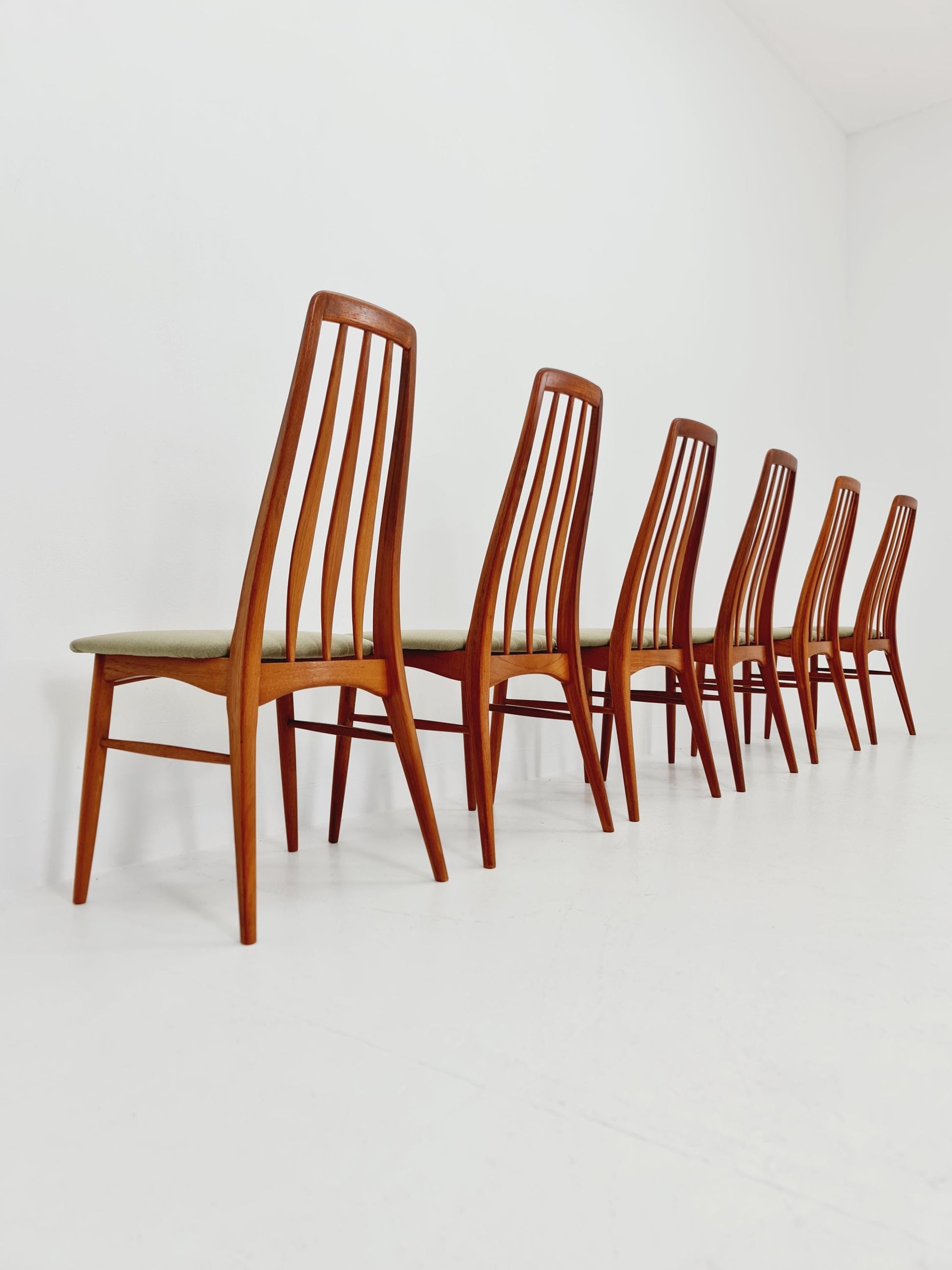 Midcentury teak Dining Eva chairs by Niels Koefoed for Koefoeds Hornslet 1960s, set of 6