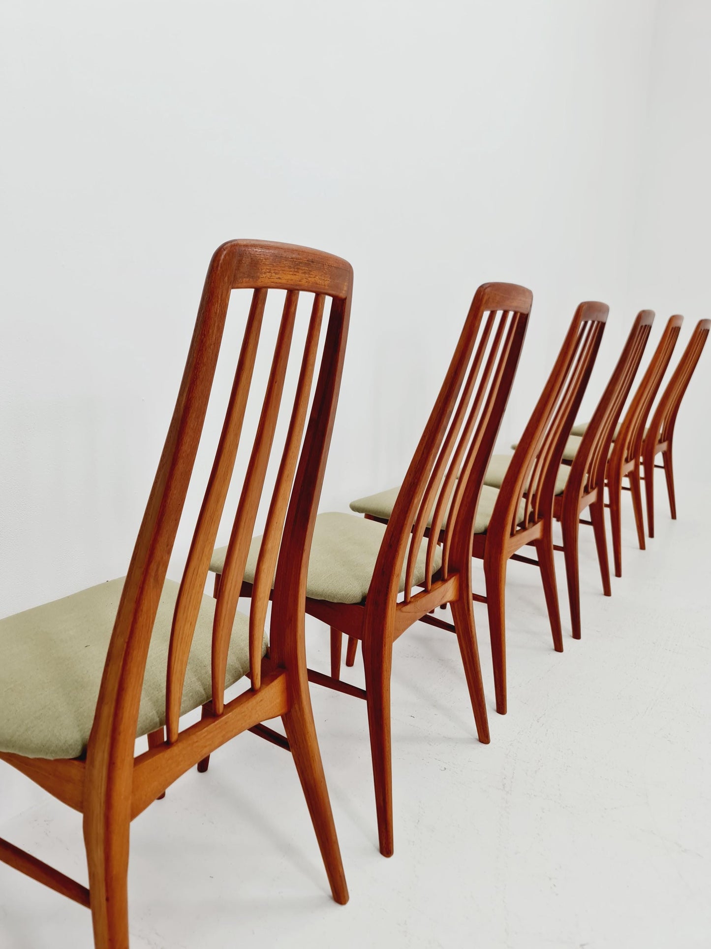 Midcentury teak Dining Eva chairs by Niels Koefoed for Koefoeds Hornslet 1960s, set of 6