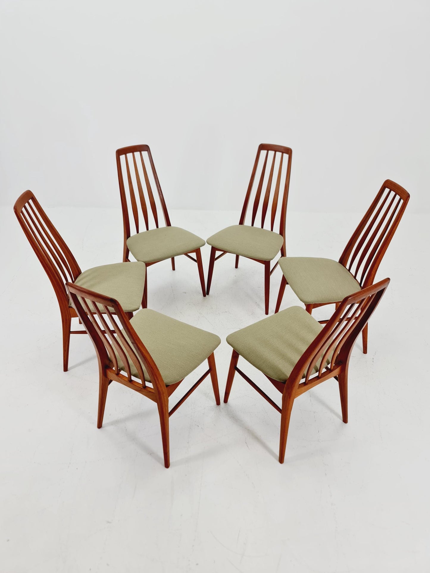 Midcentury teak Dining Eva chairs by Niels Koefoed for Koefoeds Hornslet 1960s, set of 6