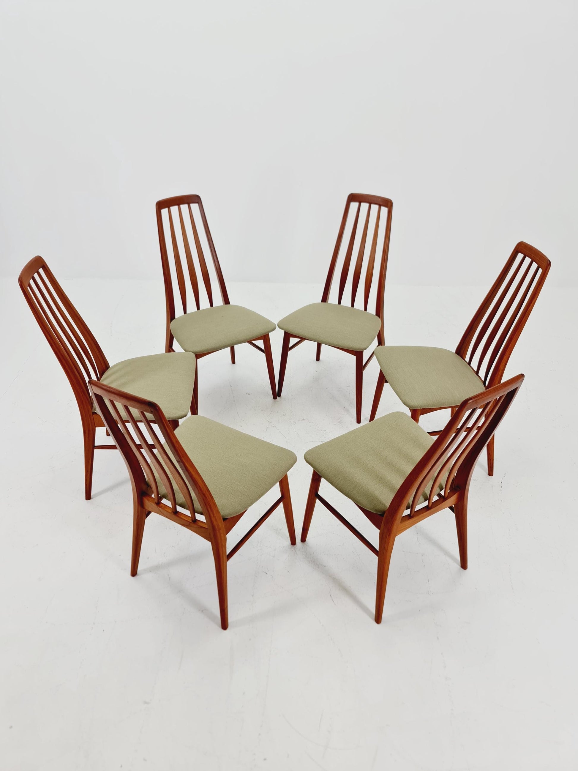 Midcentury teak Dining Eva chairs by Niels Koefoed for Koefoeds Hornslet 1960s, set of 6