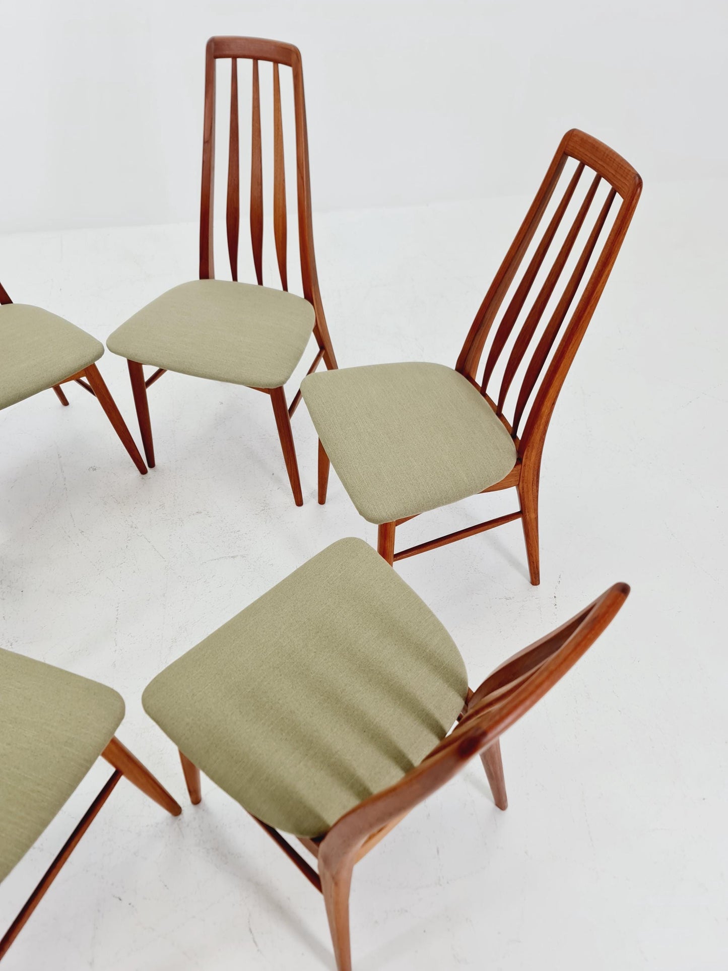 Midcentury teak Dining Eva chairs by Niels Koefoed for Koefoeds Hornslet 1960s, set of 6