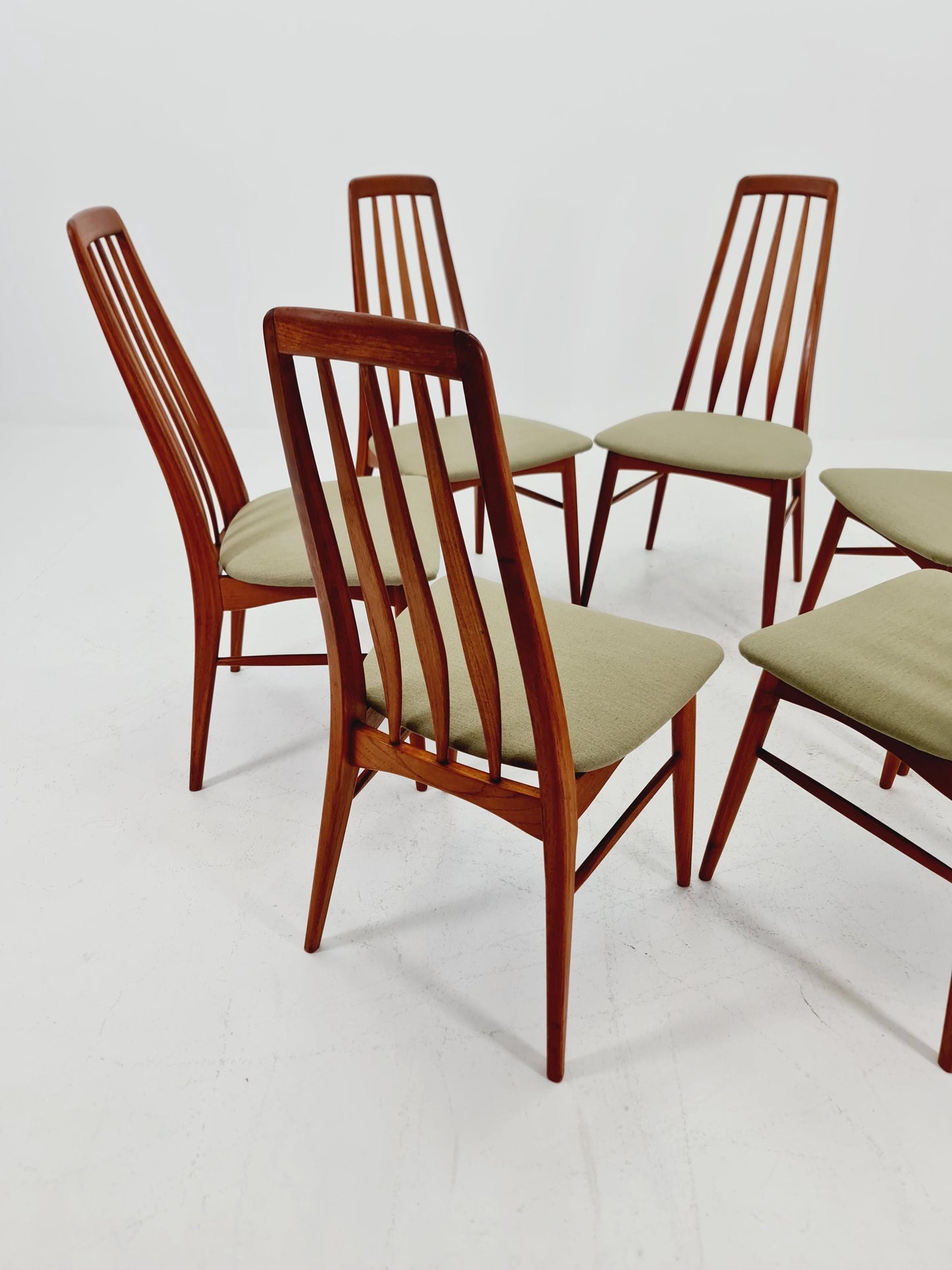 Midcentury teak Dining Eva chairs by Niels Koefoed for Koefoeds Hornslet 1960s, set of 6