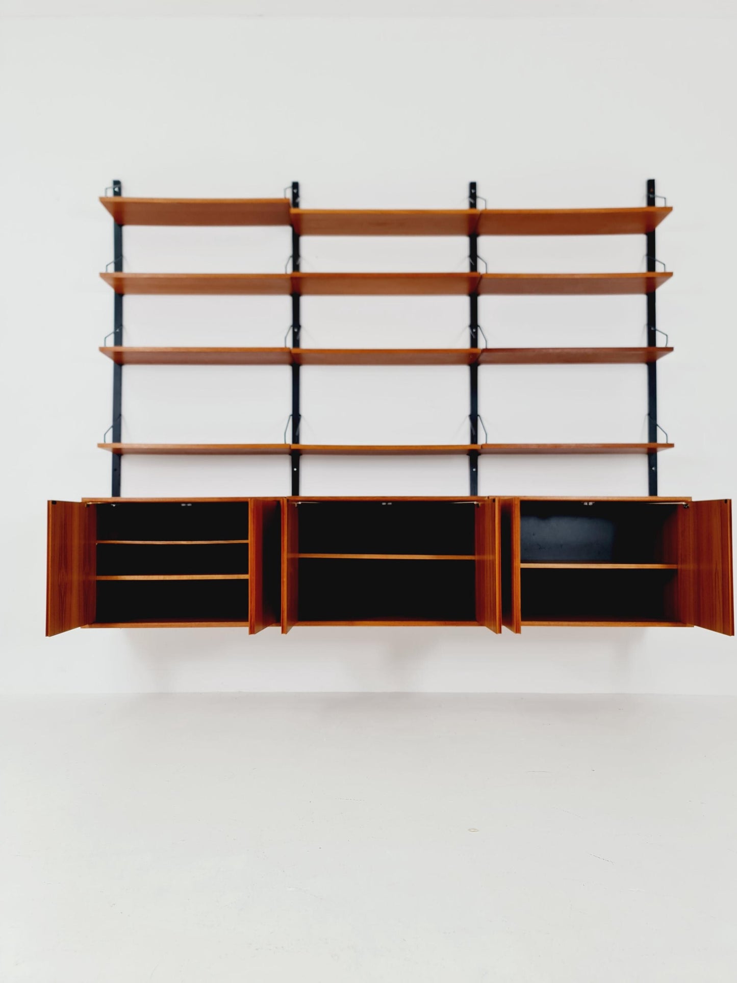 Big Mid century Danish Teak Wall Unit with 3 cabinets by Poul Cadovius for Cado, Denmark, 1960s