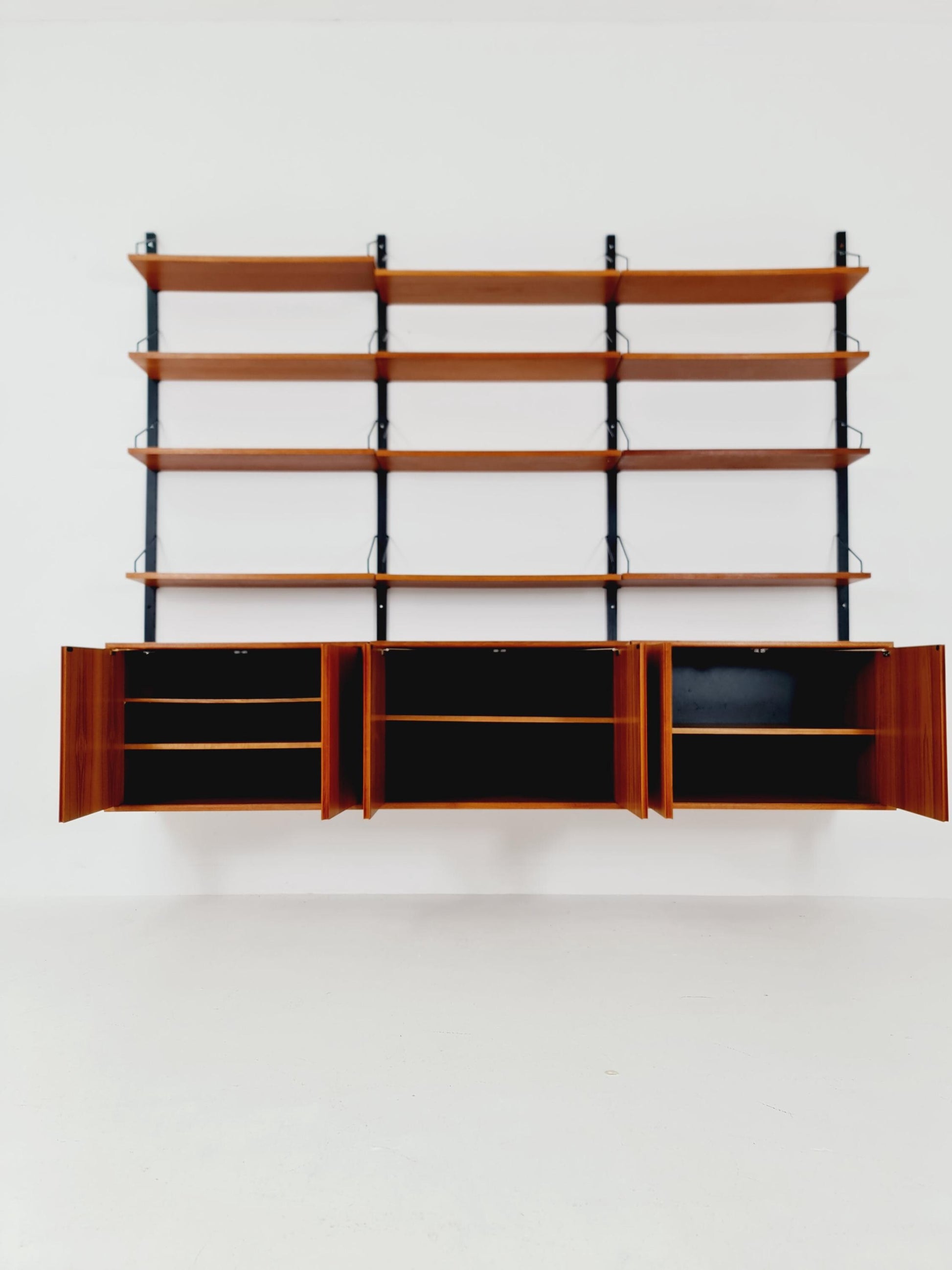 Big Mid century Danish Teak Wall Unit with 3 cabinets by Poul Cadovius for Cado, Denmark, 1960s