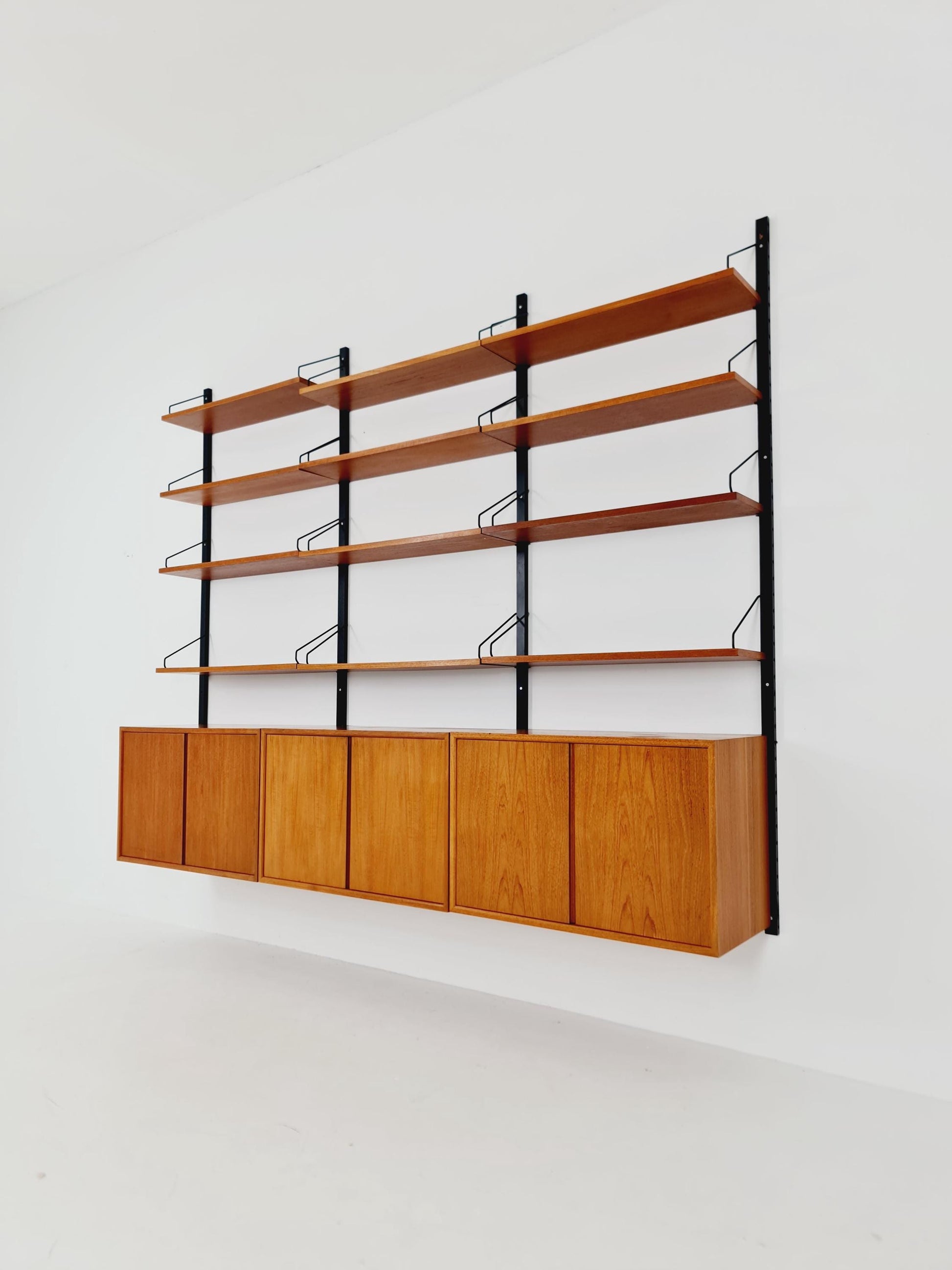 Big Mid century Danish Teak Wall Unit with 3 cabinets by Poul Cadovius for Cado, Denmark, 1960s