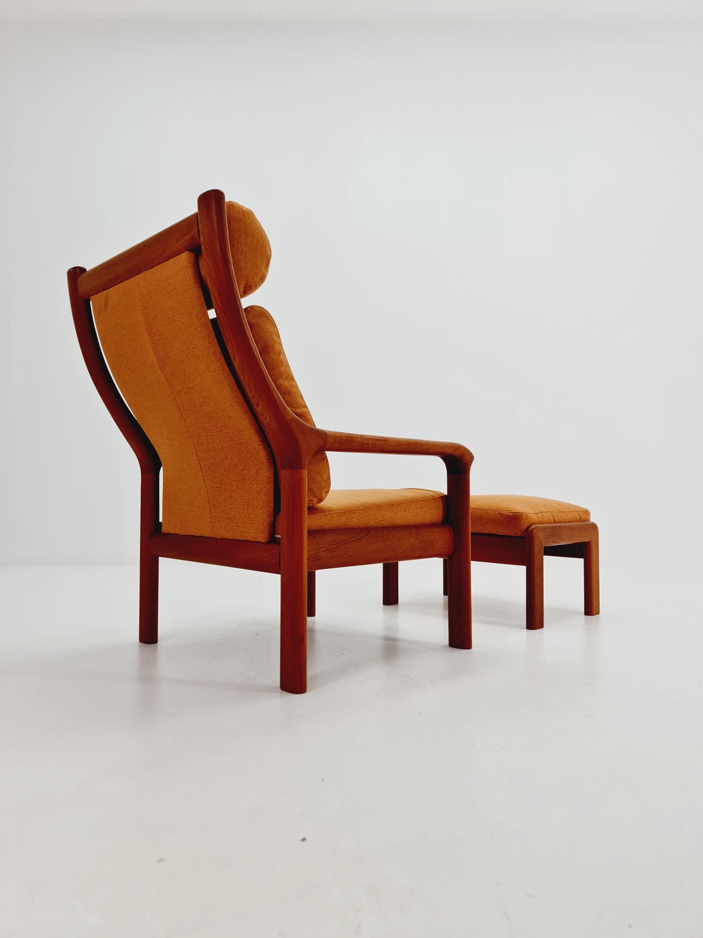 Mid century teak easy lounge chairs With Ottoman by Holstebro möbelfabrik A/S , 1970s