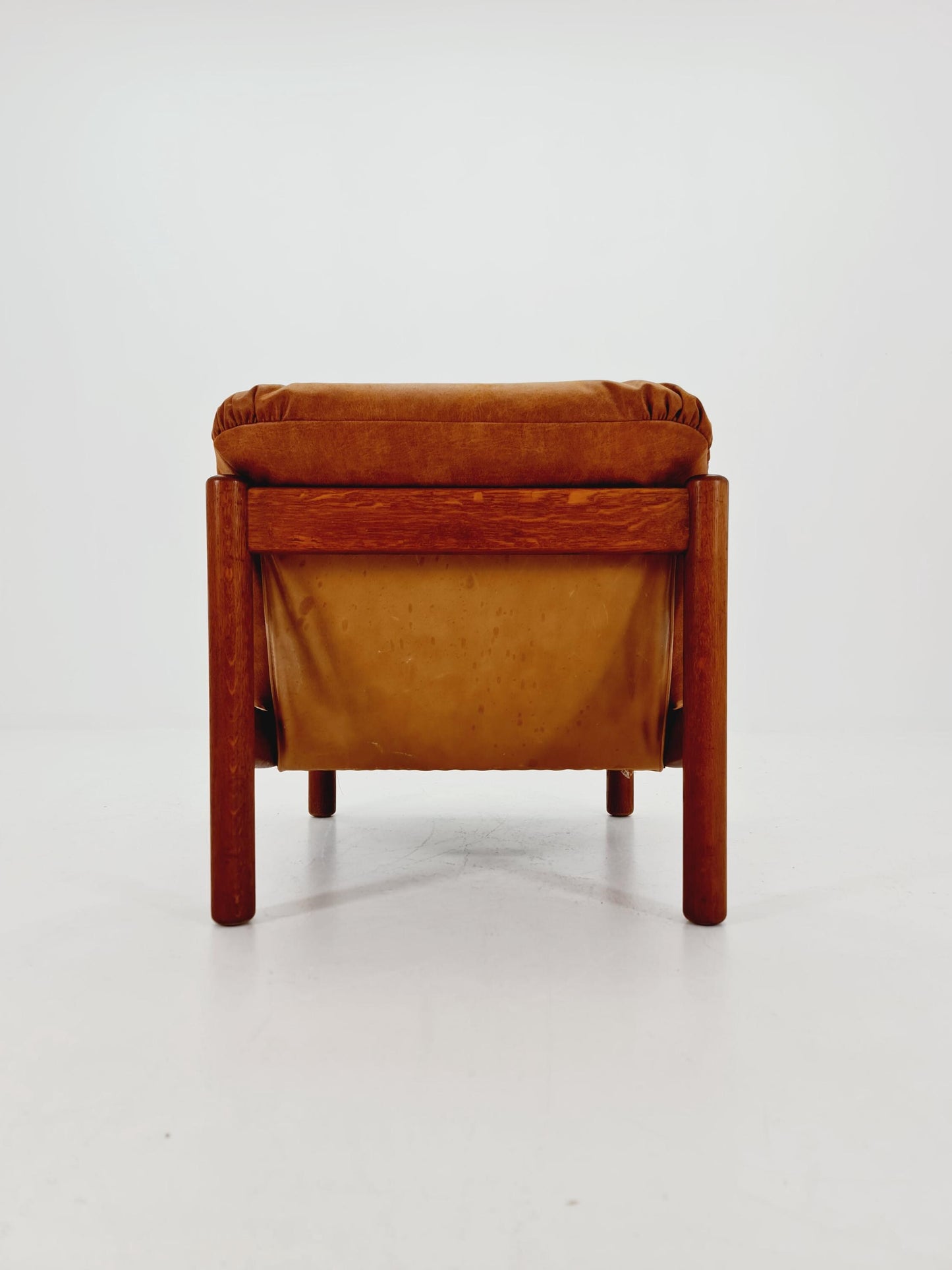 mid century loungechair in leather and wood By Carl Straub Germany , 1960s