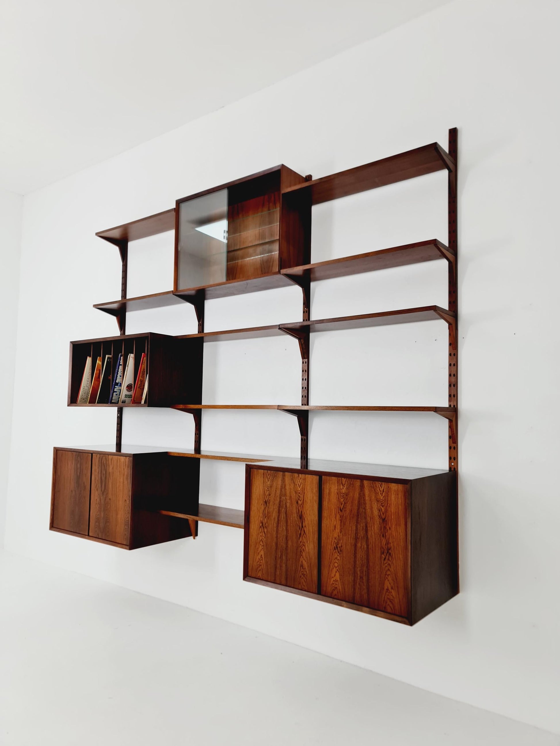 Big Mid century Danish Rosewood Wall Unit with 3 cabinets by Poul Cadovius for Cado, Denmark, 1960s