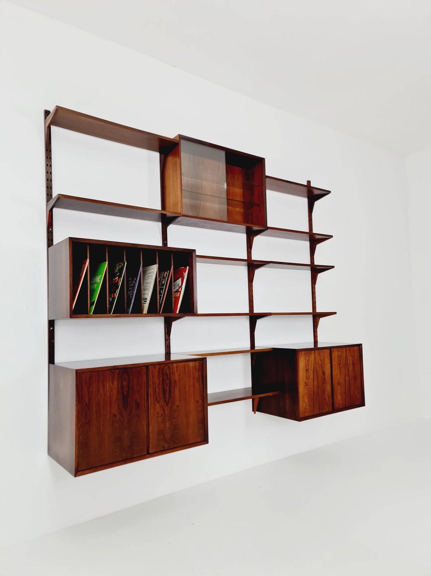 Big Mid century Danish Rosewood Wall Unit with 3 cabinets by Poul Cadovius for Cado, Denmark, 1960s