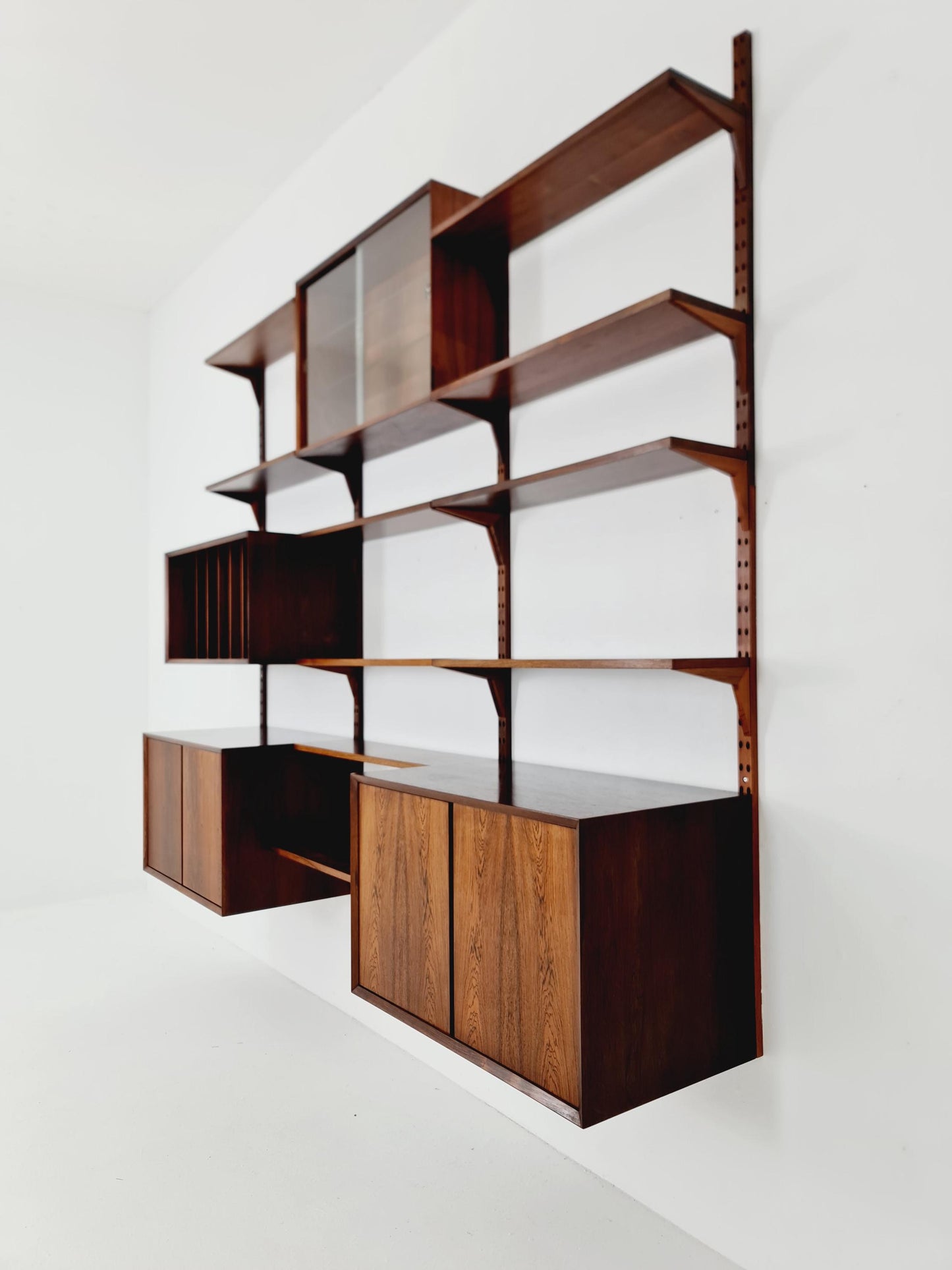 Big Mid century Danish Rosewood Wall Unit with 3 cabinets by Poul Cadovius for Cado, Denmark, 1960s