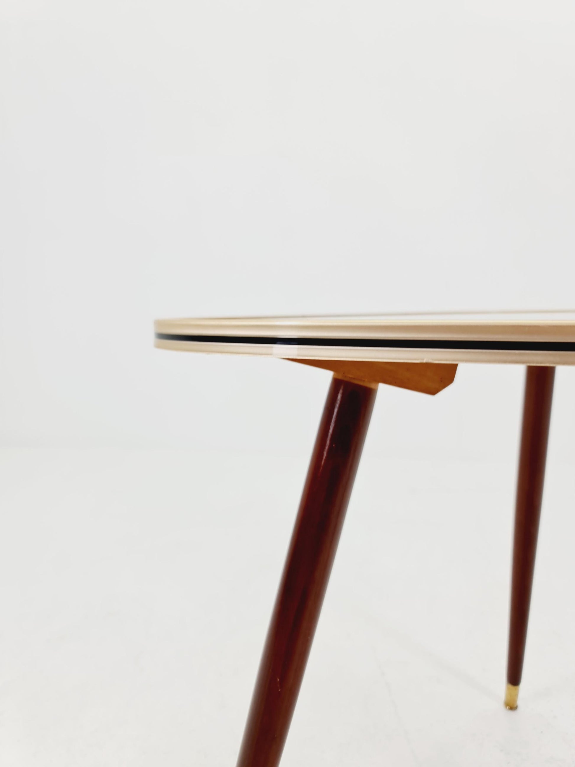 German Mid-Century Tripod Glass & Brass Coffee Table 1950s