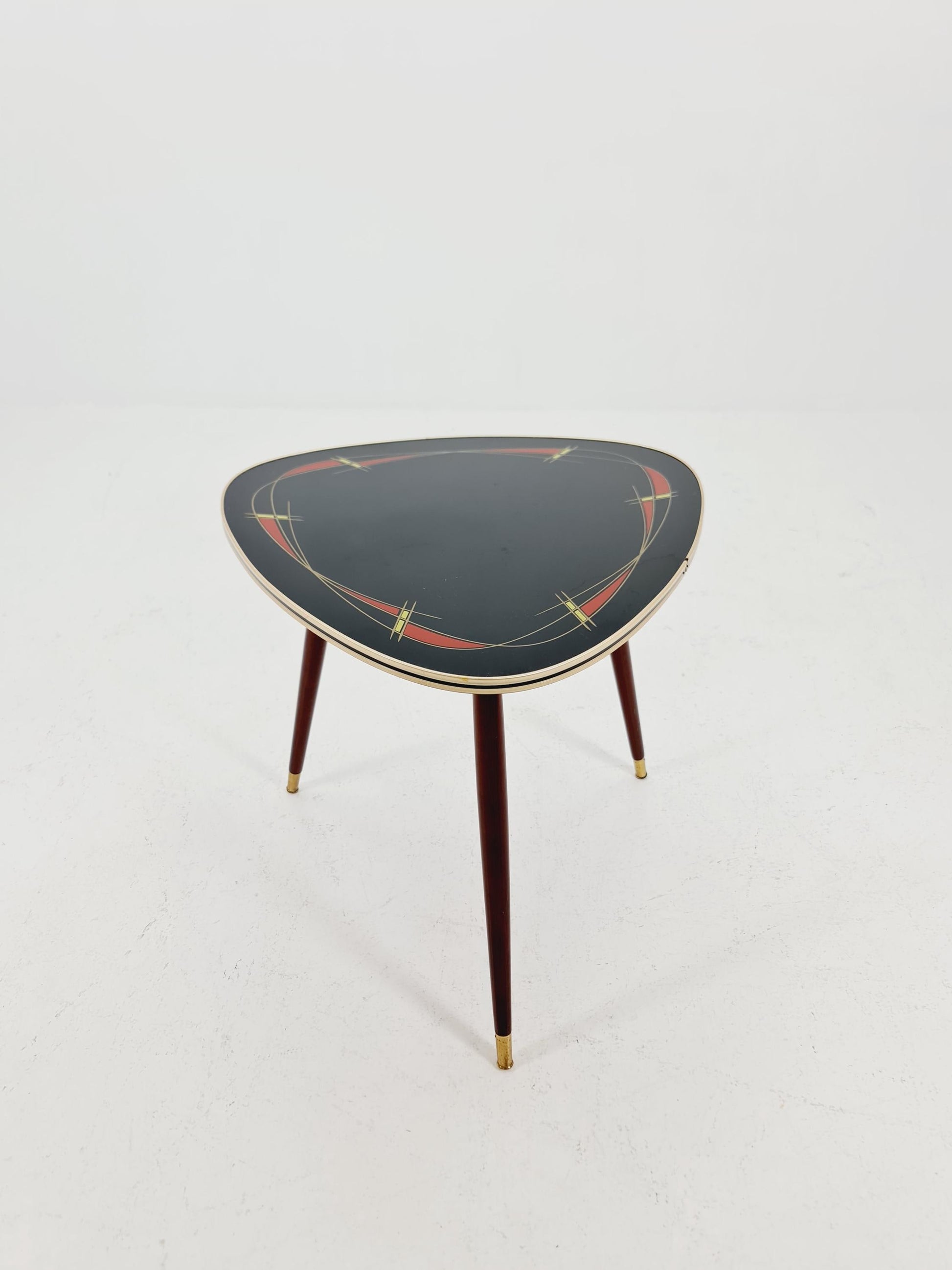 German Mid-Century Tripod Glass & Brass Coffee Table 1950s