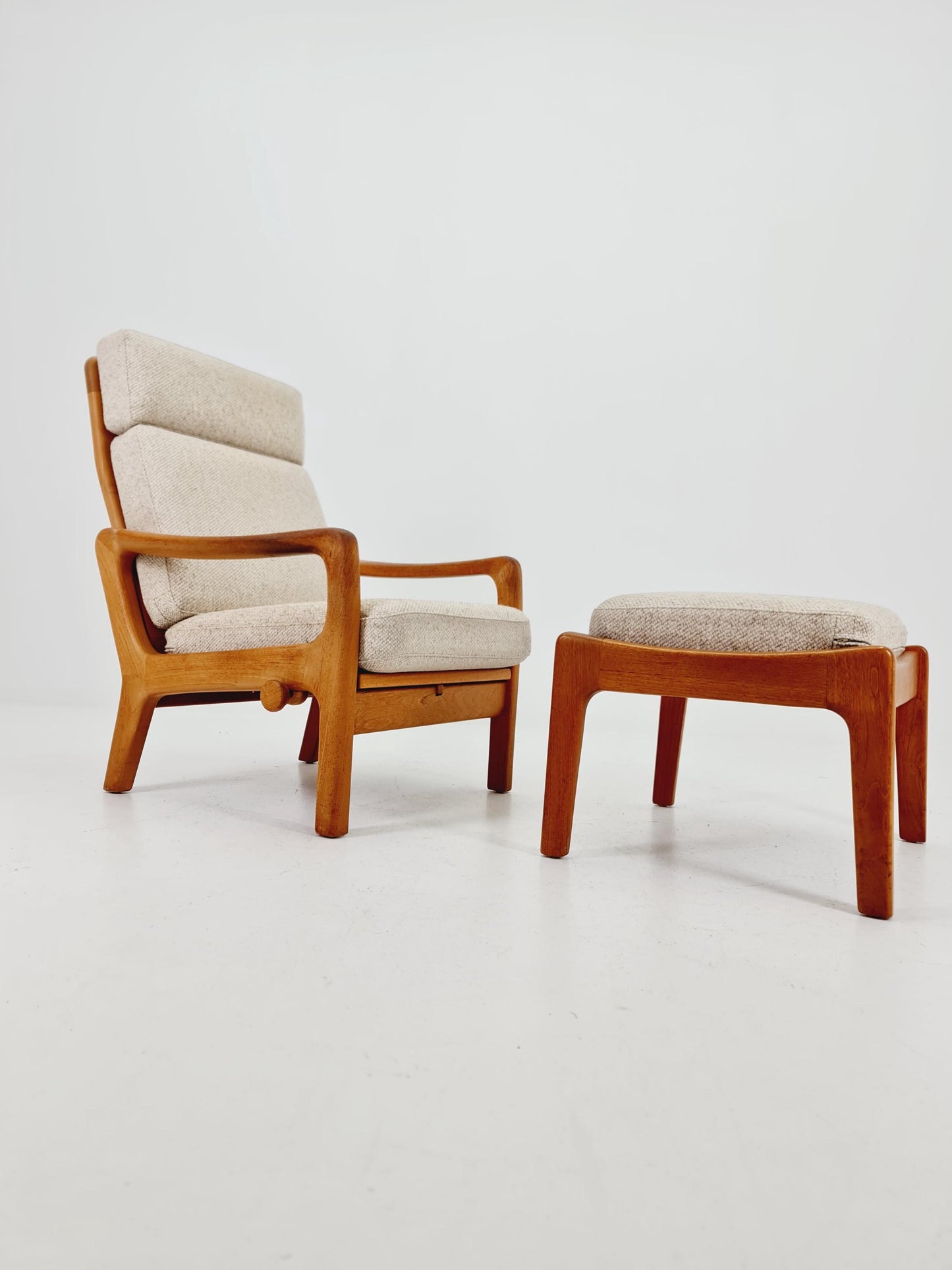 Mid-century Rare Danish Solid teak lounge chair with ottoman by Jens-Juul Christensen For JK Denmark 1960s