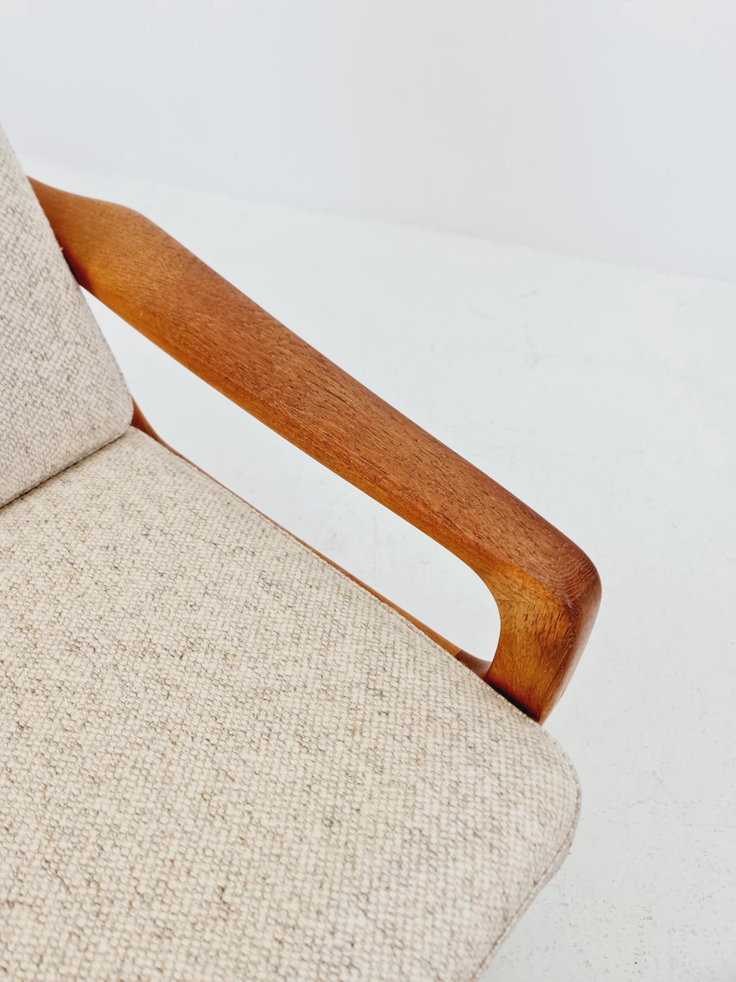 Mid-century Rare Danish Solid teak lounge chair with ottoman by Jens-Juul Christensen For JK Denmark 1960s